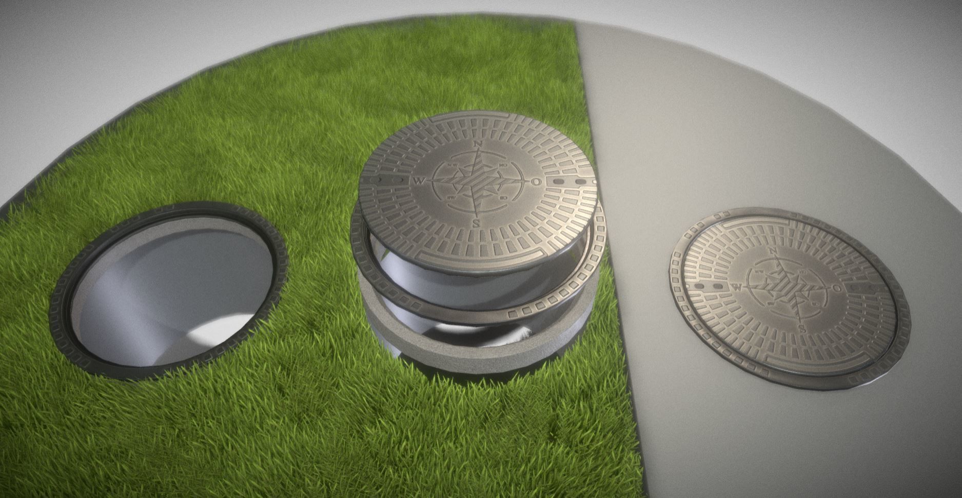 Sewer Cover 4 Basic Low-Poly Version Low-poly 3D model_22