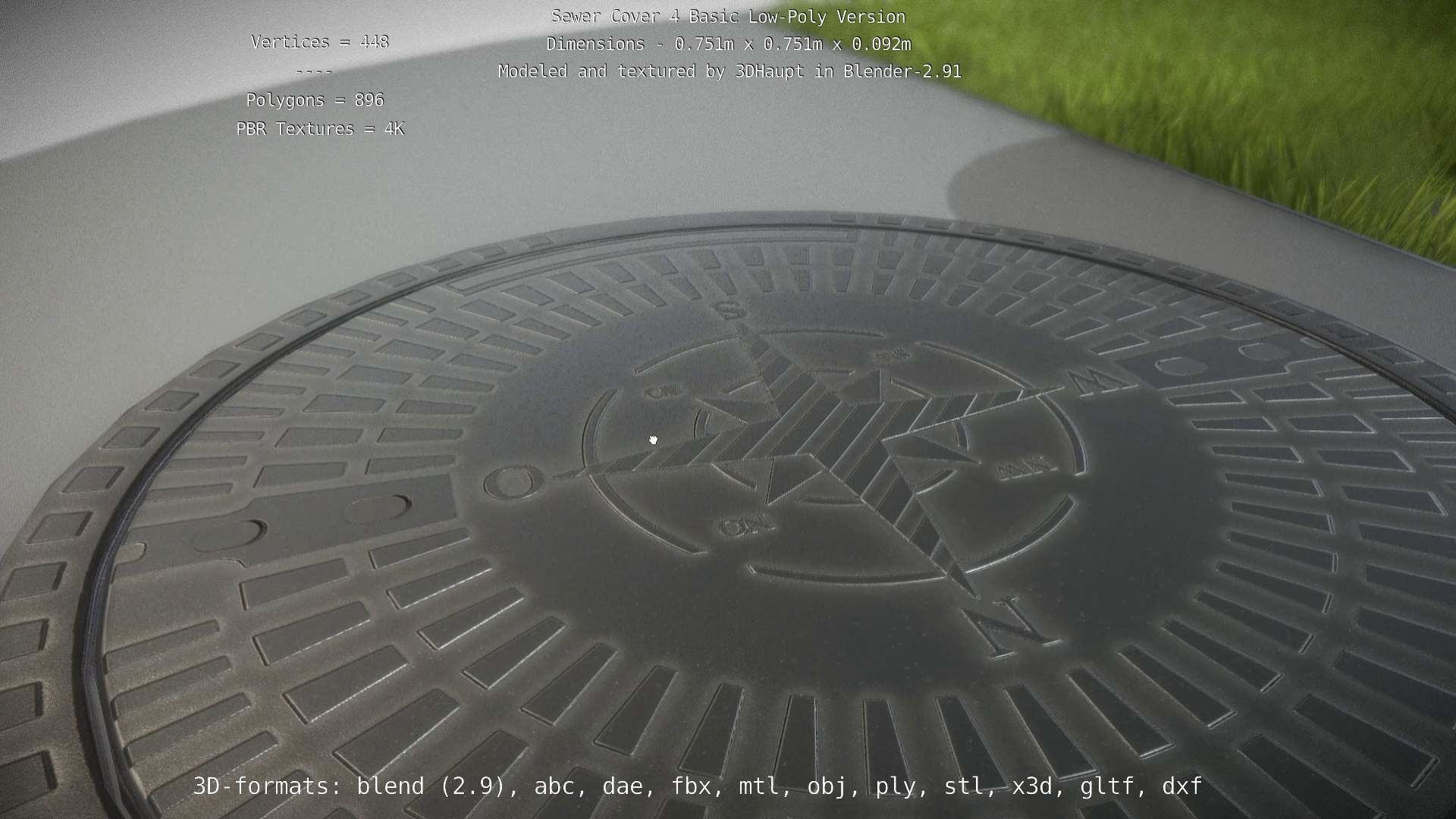 Sewer Cover 4 Basic Low-Poly Version Low-poly 3D model_25