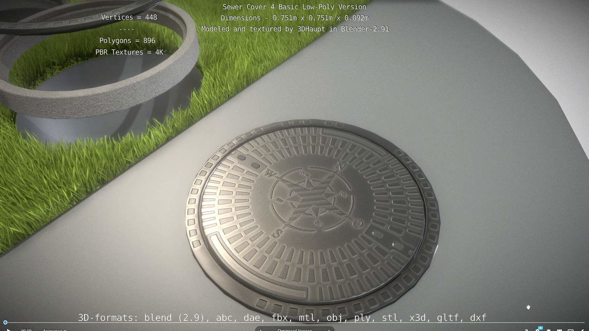 Sewer Cover 4 Basic Low-Poly Version Low-poly 3D model_49