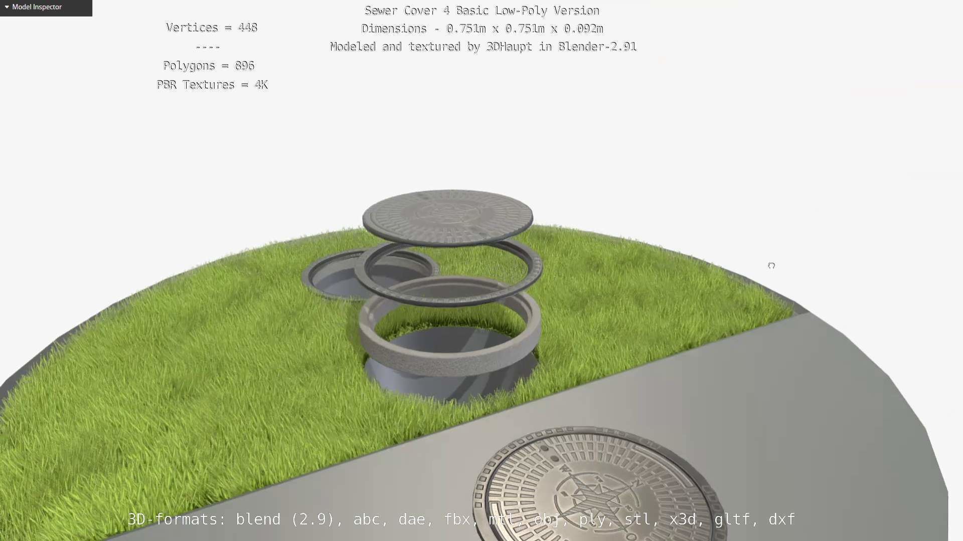 Sewer Cover 4 Basic Low-Poly Version Low-poly 3D model_20