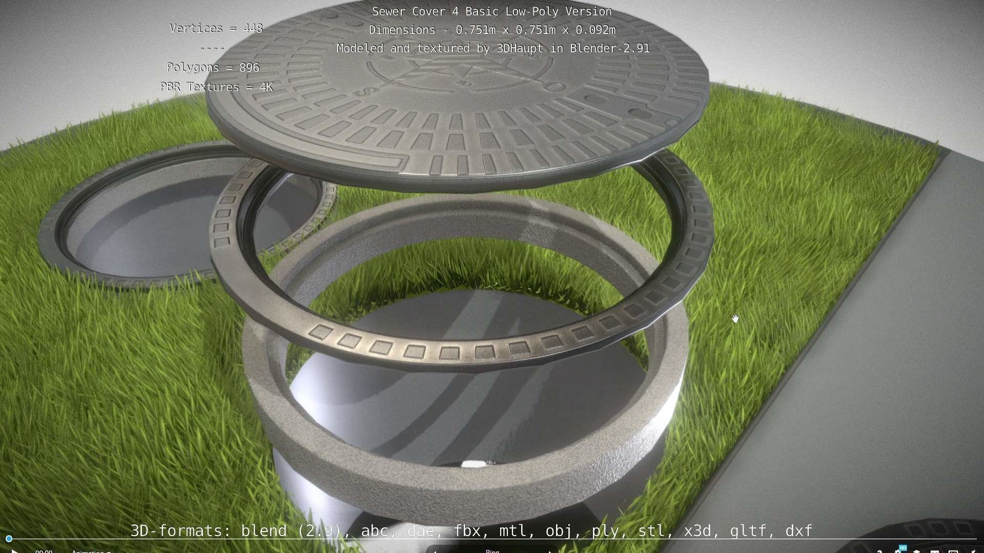 Sewer Cover 4 Basic Low-Poly Version Low-poly 3D model_113