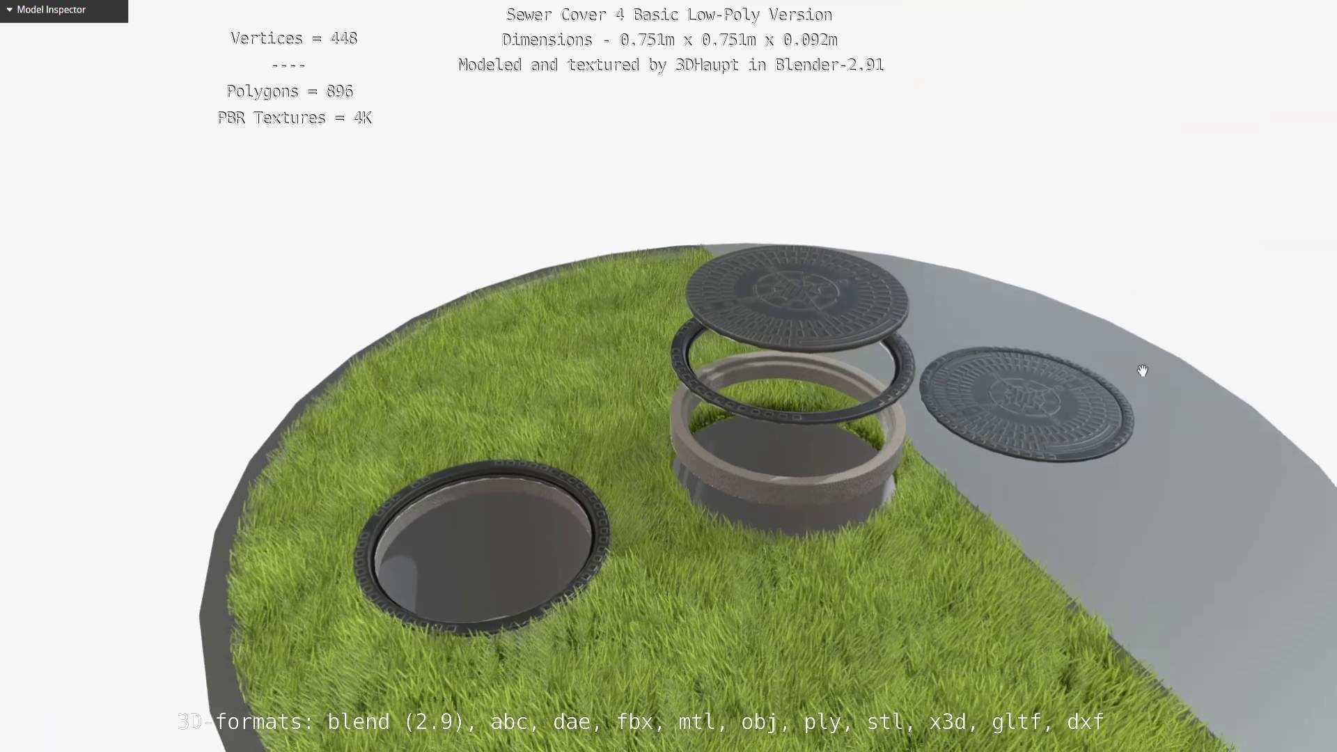 Sewer Cover 4 Basic Low-Poly Version Low-poly 3D model_78