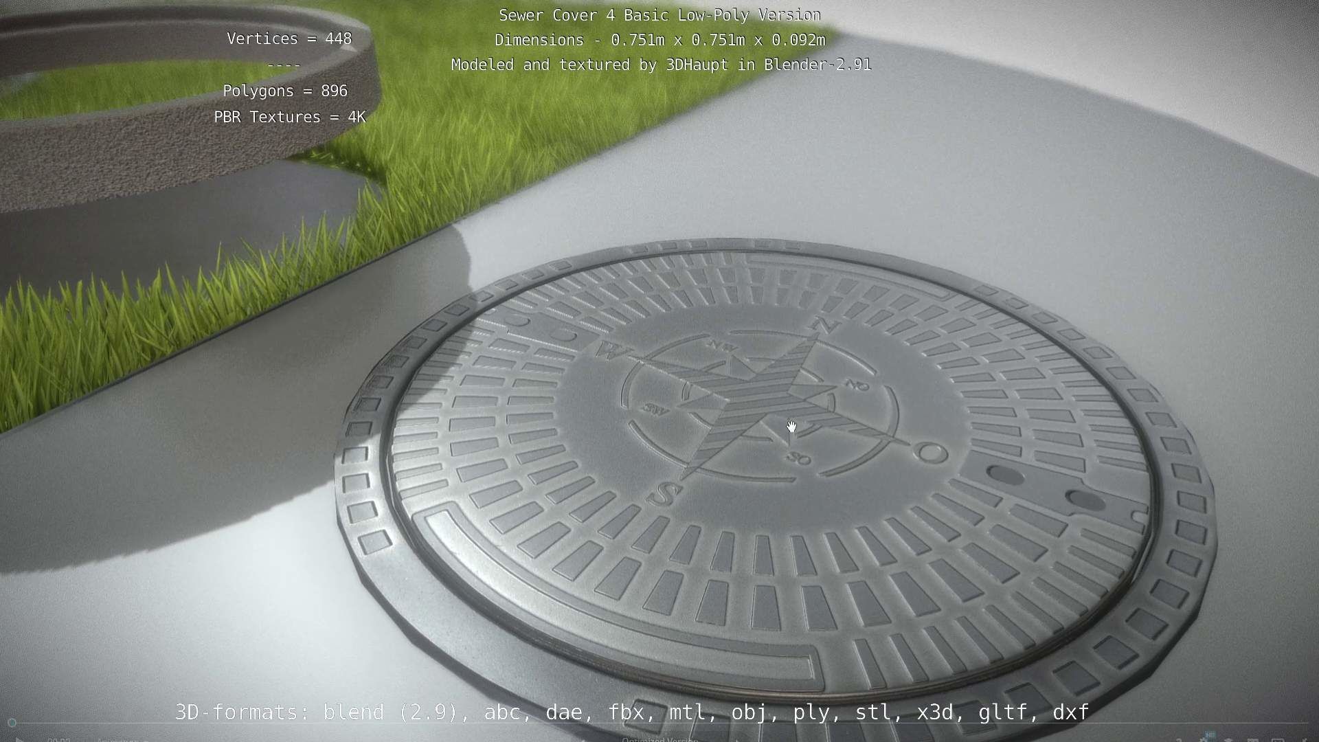 Sewer Cover 4 Basic Low-Poly Version Low-poly 3D model_44