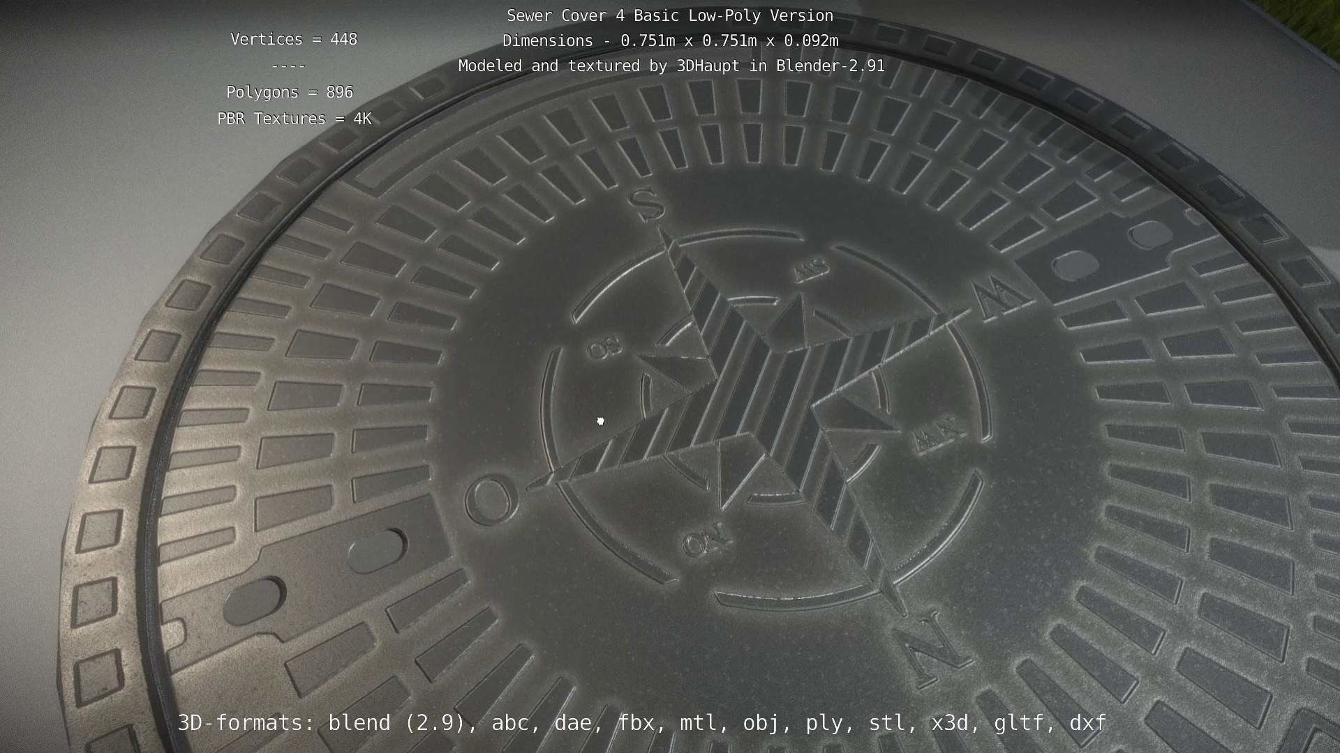 Sewer Cover 4 Basic Low-Poly Version Low-poly 3D model_56