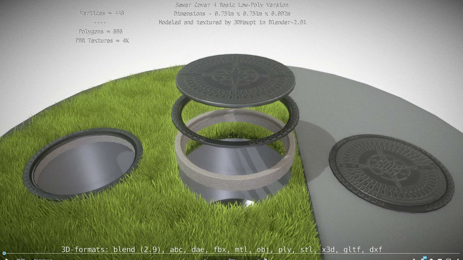 Sewer Cover 4 Basic Low-Poly Version Low-poly 3D model_6