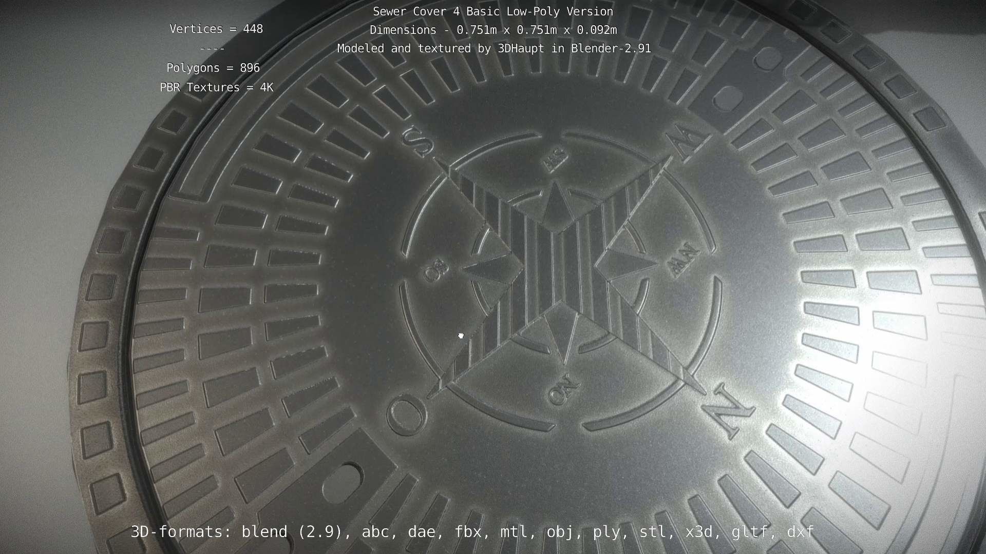 Sewer Cover 4 Basic Low-Poly Version Low-poly 3D model_43