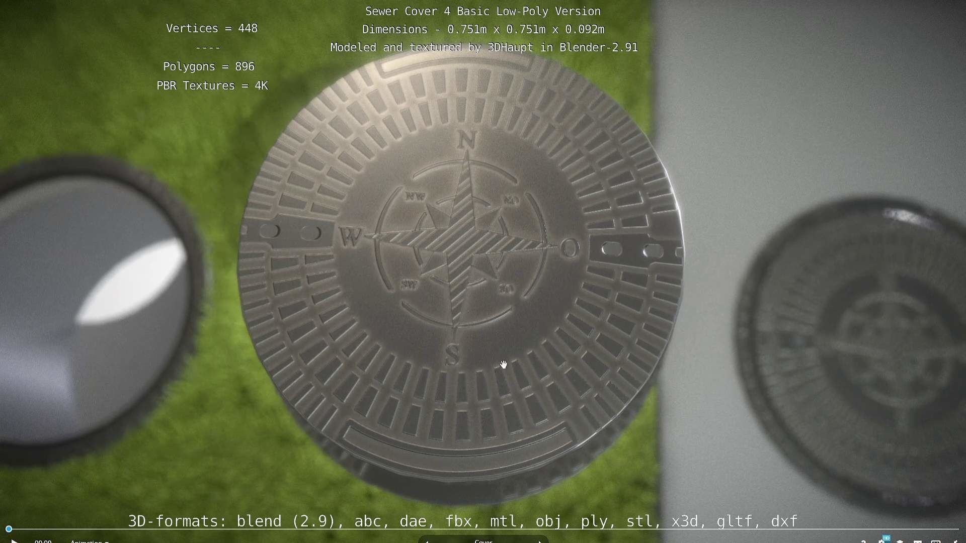 Sewer Cover 4 Basic Low-Poly Version Low-poly 3D model_86