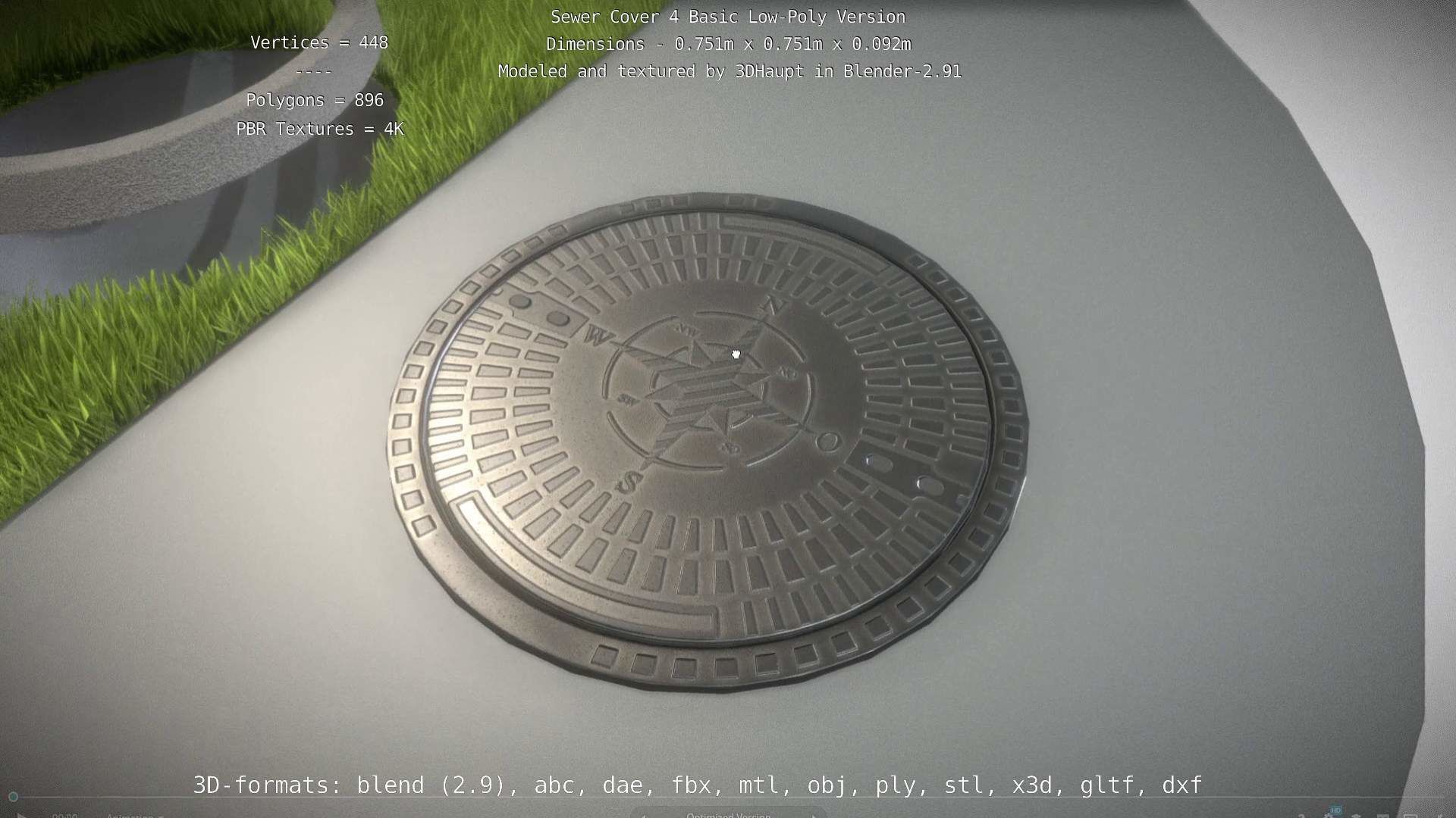 Sewer Cover 4 Basic Low-Poly Version Low-poly 3D model_53