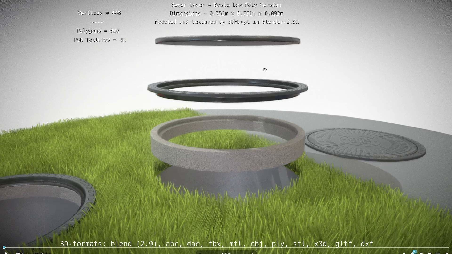 Sewer Cover 4 Basic Low-Poly Version Low-poly 3D model_119