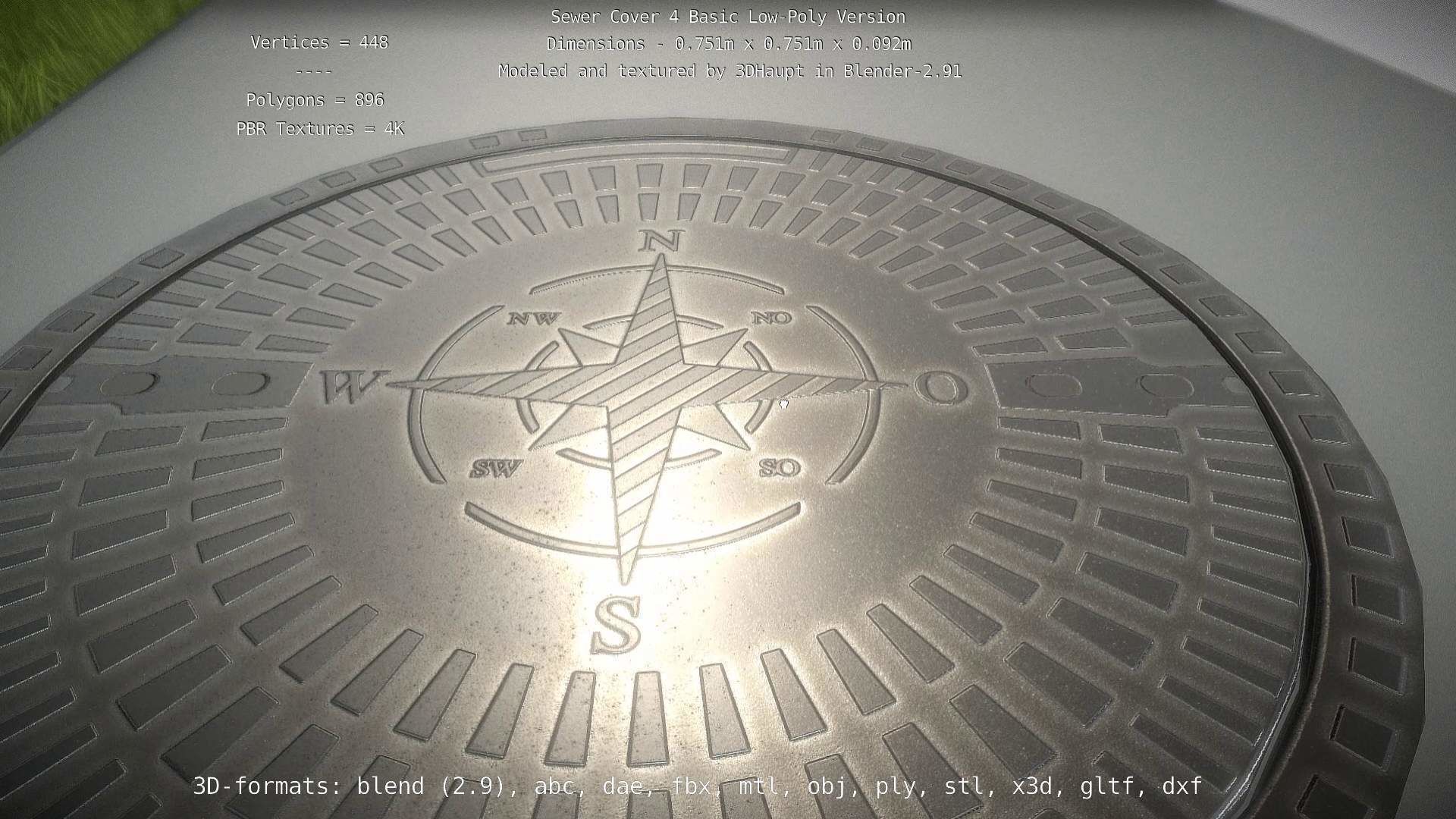 Sewer Cover 4 Basic Low-Poly Version Low-poly 3D model_54