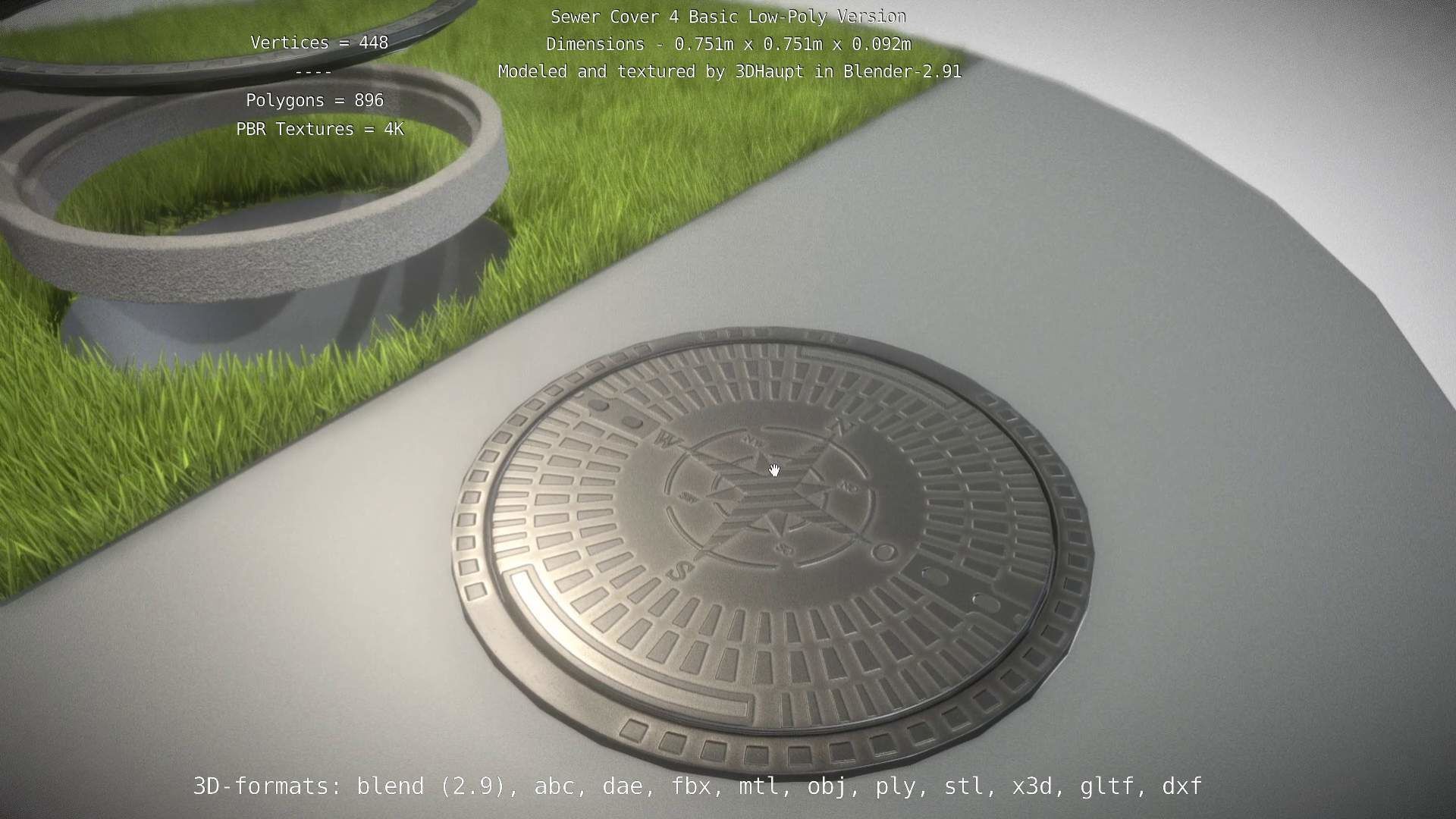 Sewer Cover 4 Basic Low-Poly Version Low-poly 3D model_68