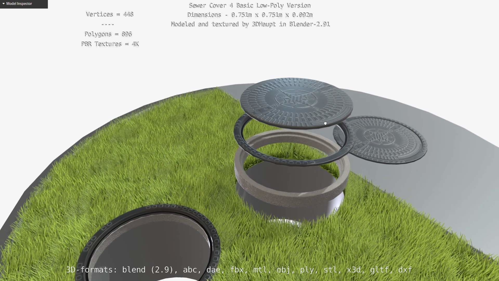 Sewer Cover 4 Basic Low-Poly Version Low-poly 3D model_103