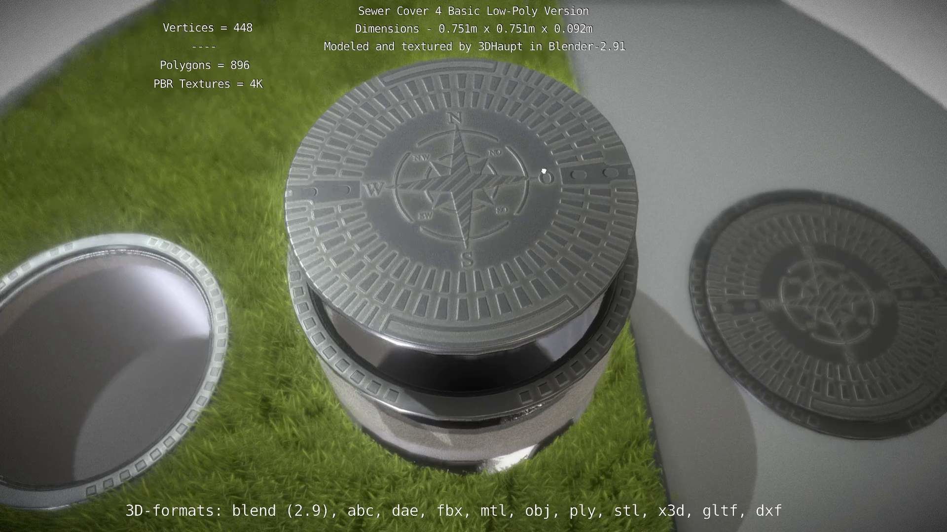 Sewer Cover 4 Basic Low-Poly Version Low-poly 3D model_110