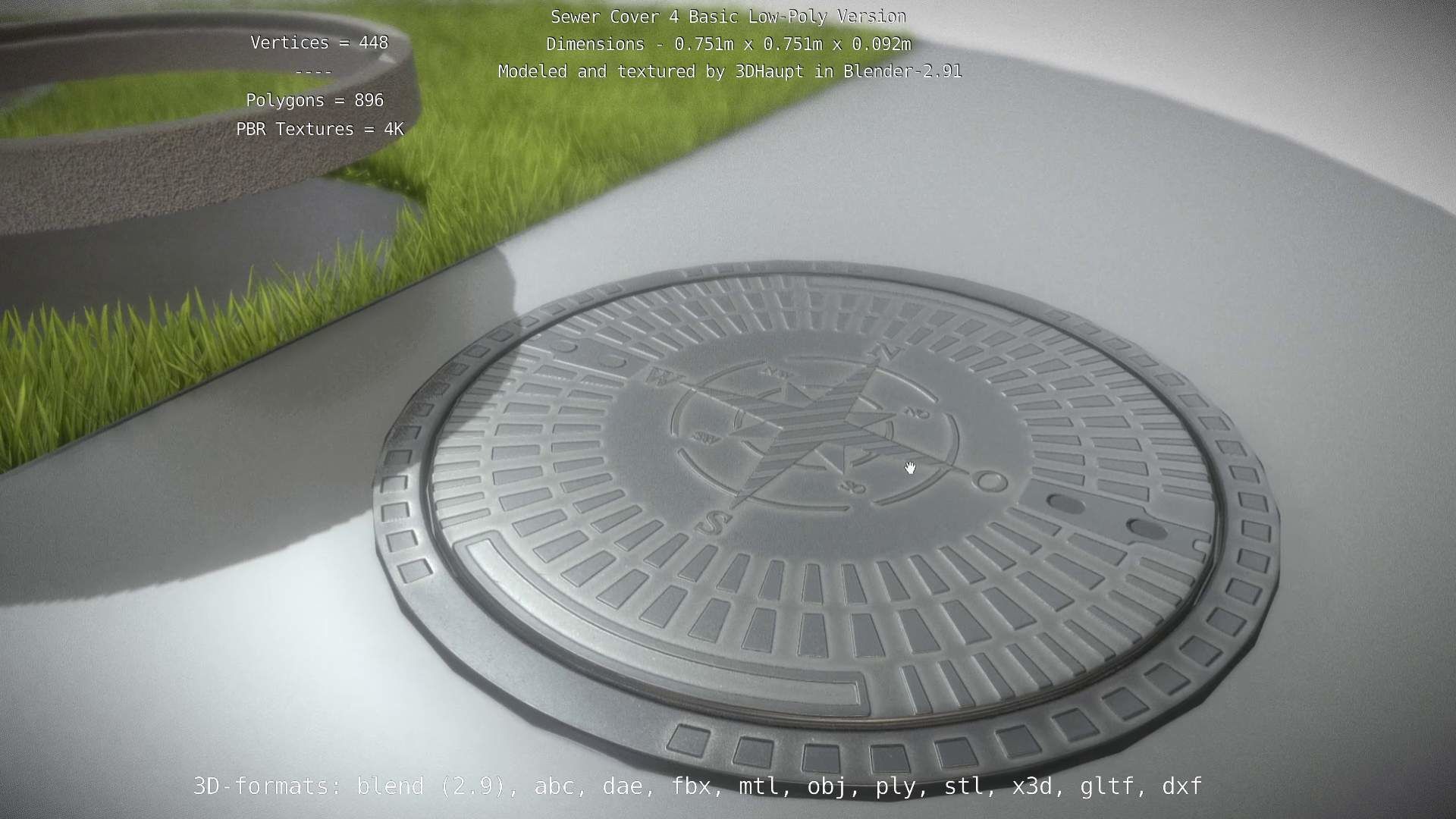 Sewer Cover 4 Basic Low-Poly Version Low-poly 3D model_42