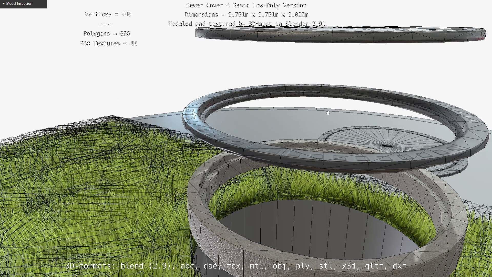 Sewer Cover 4 Basic Low-Poly Version Low-poly 3D model_23