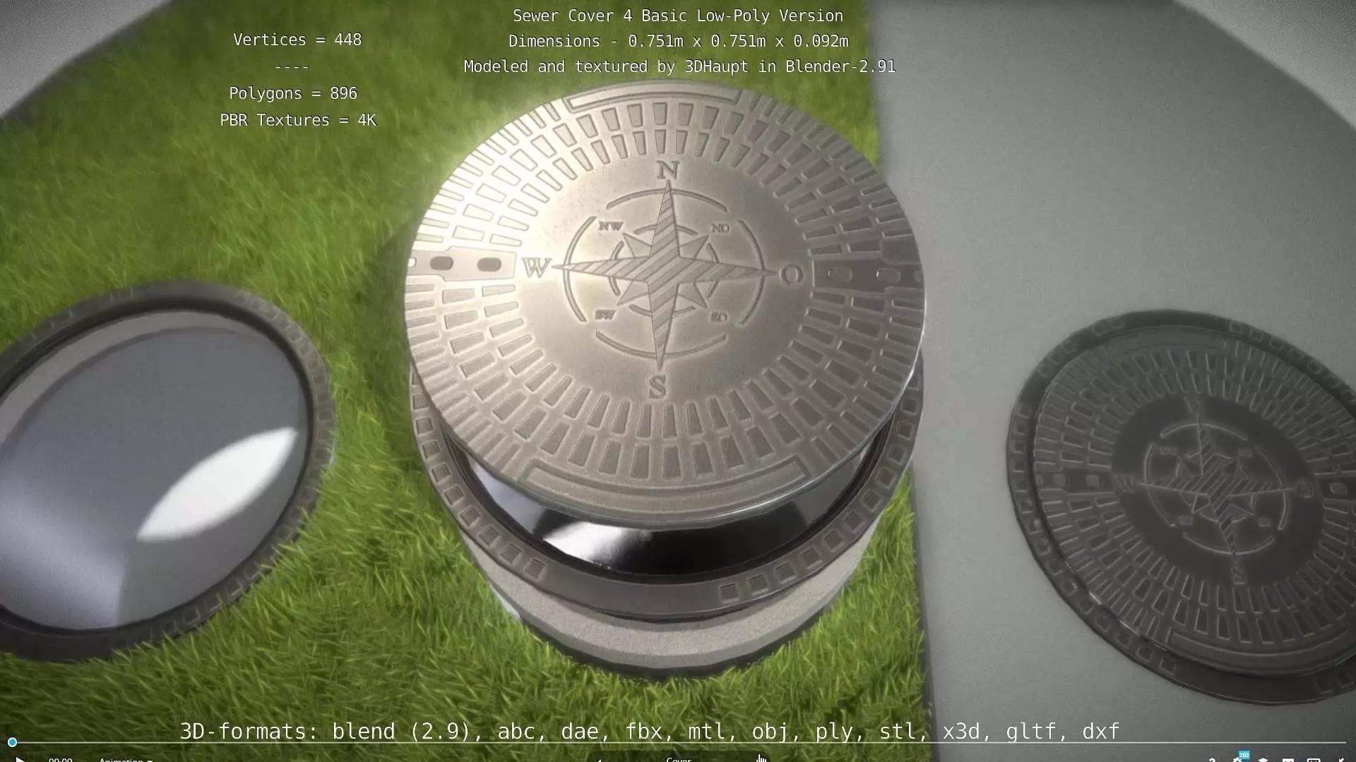 Sewer Cover 4 Basic Low-Poly Version Low-poly 3D model_0