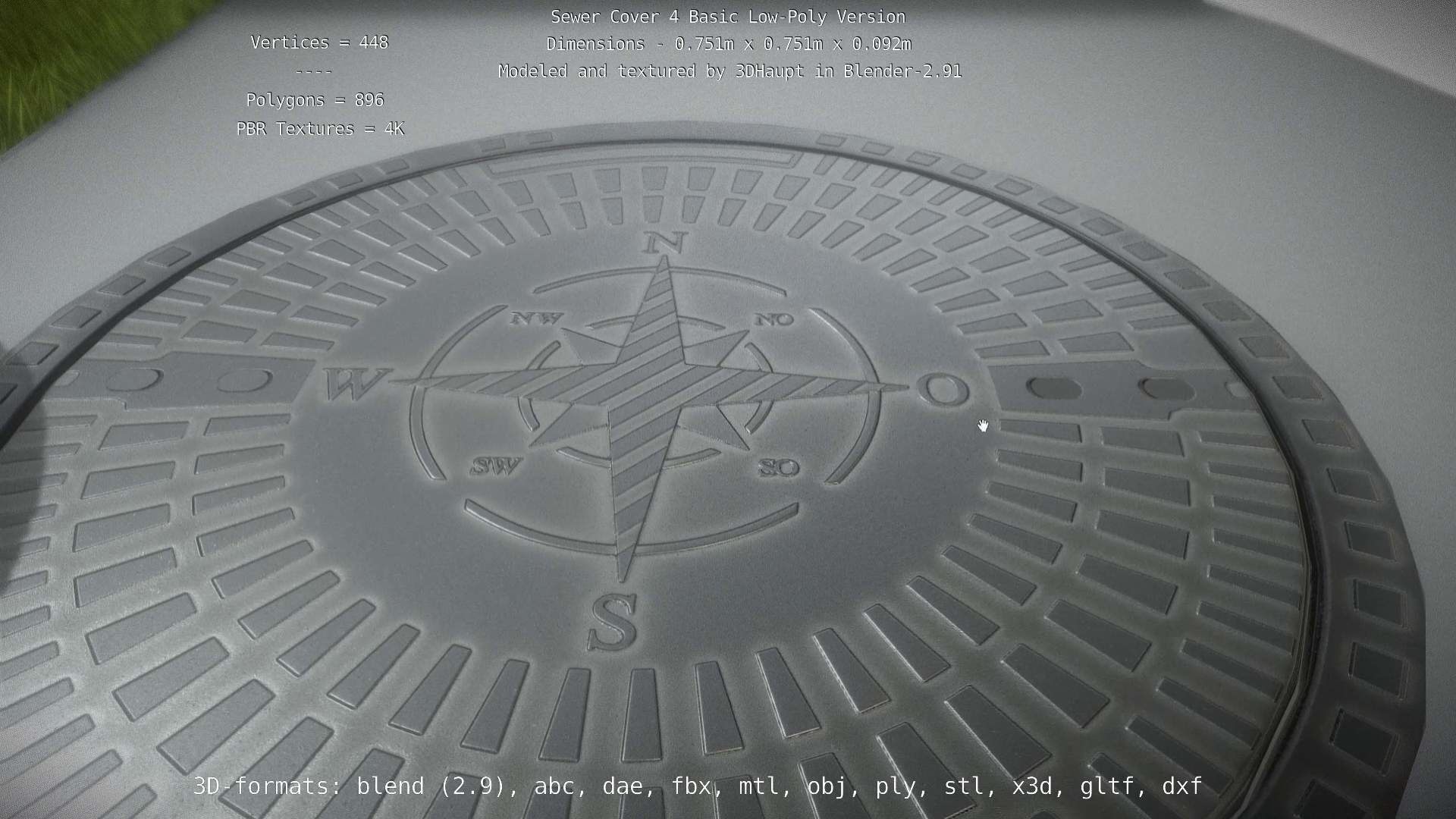 Sewer Cover 4 Basic Low-Poly Version Low-poly 3D model_117