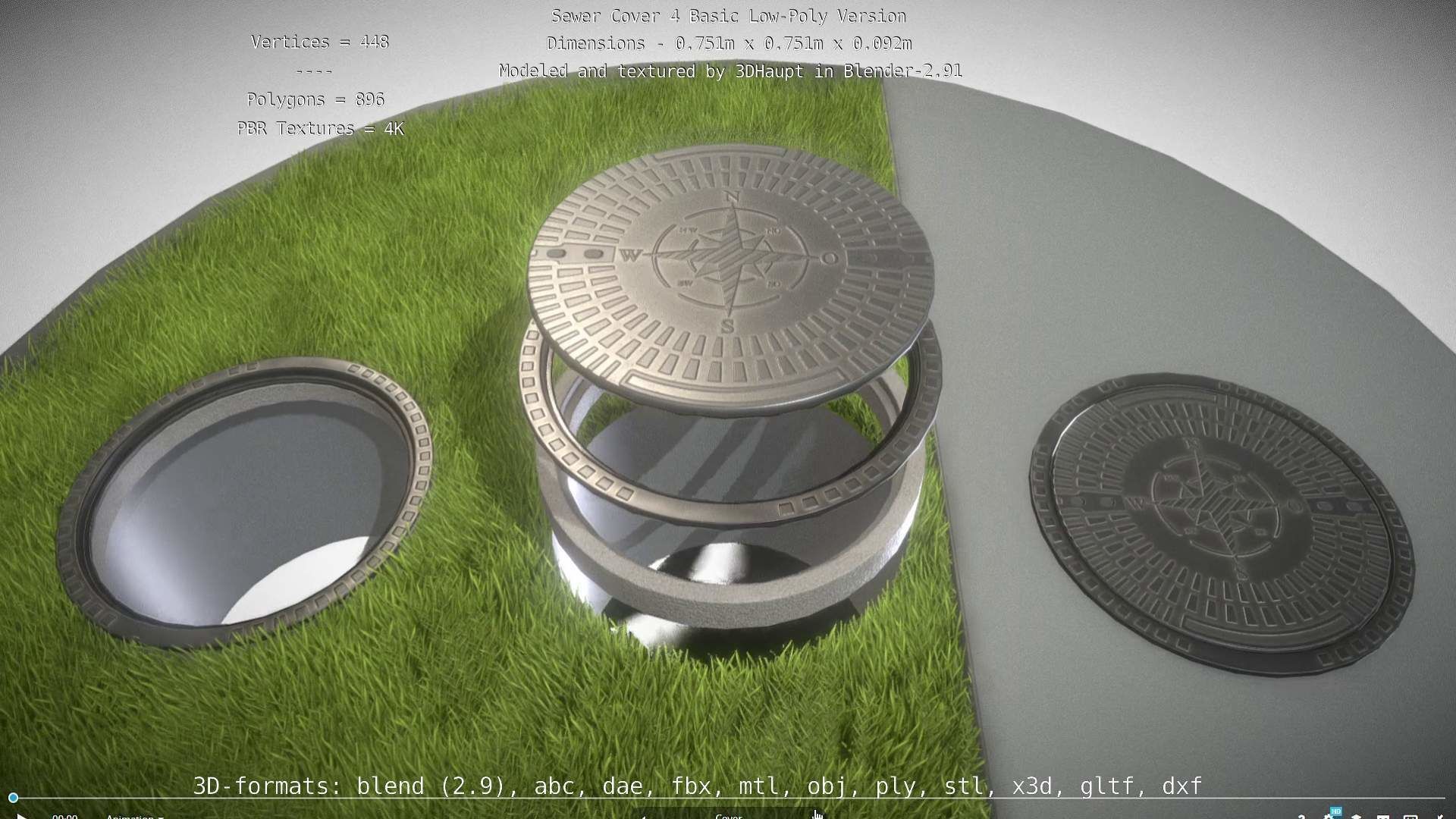 Sewer Cover 4 Basic Low-Poly Version Low-poly 3D model_109