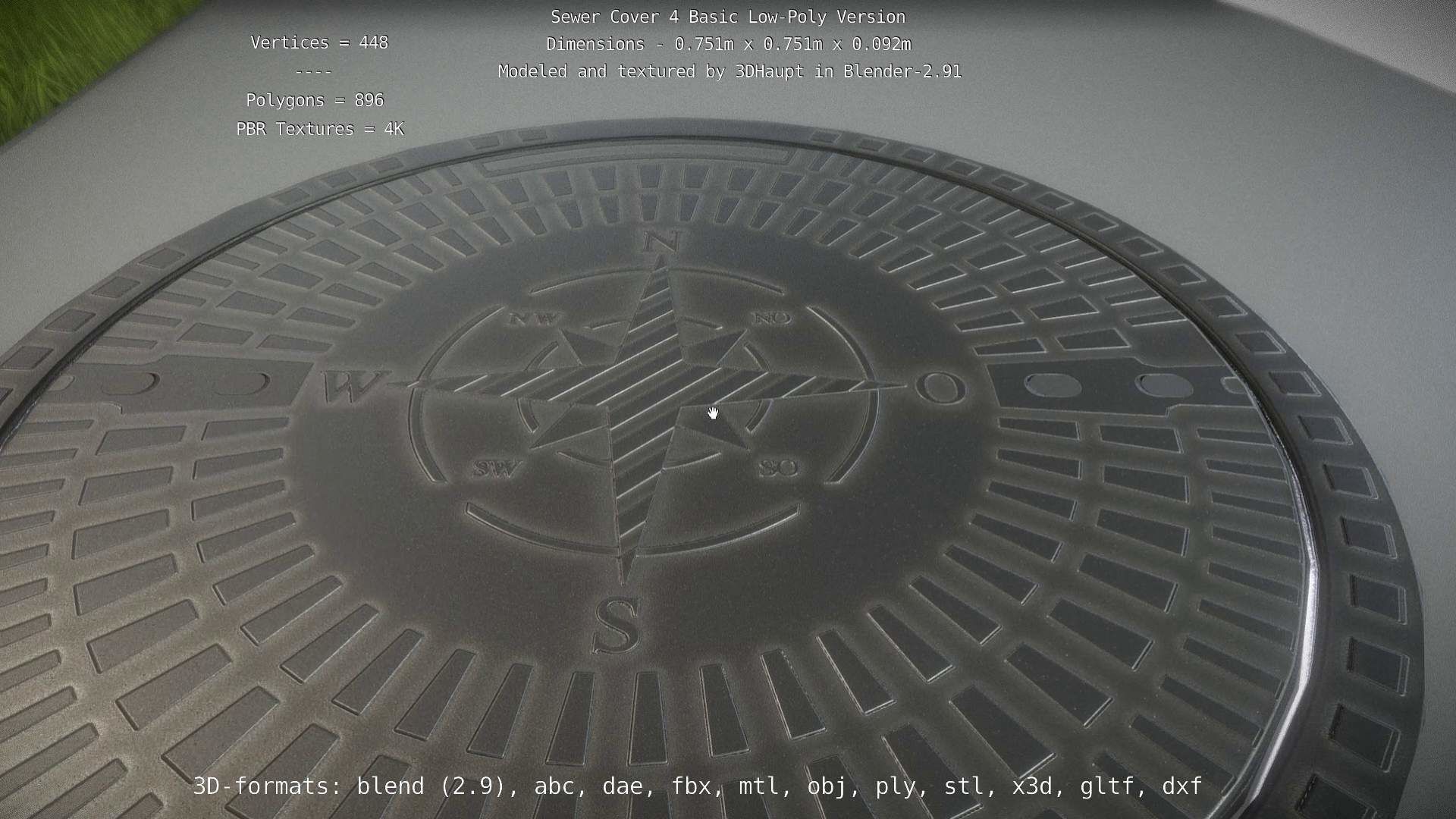 Sewer Cover 4 Basic Low-Poly Version Low-poly 3D model_36