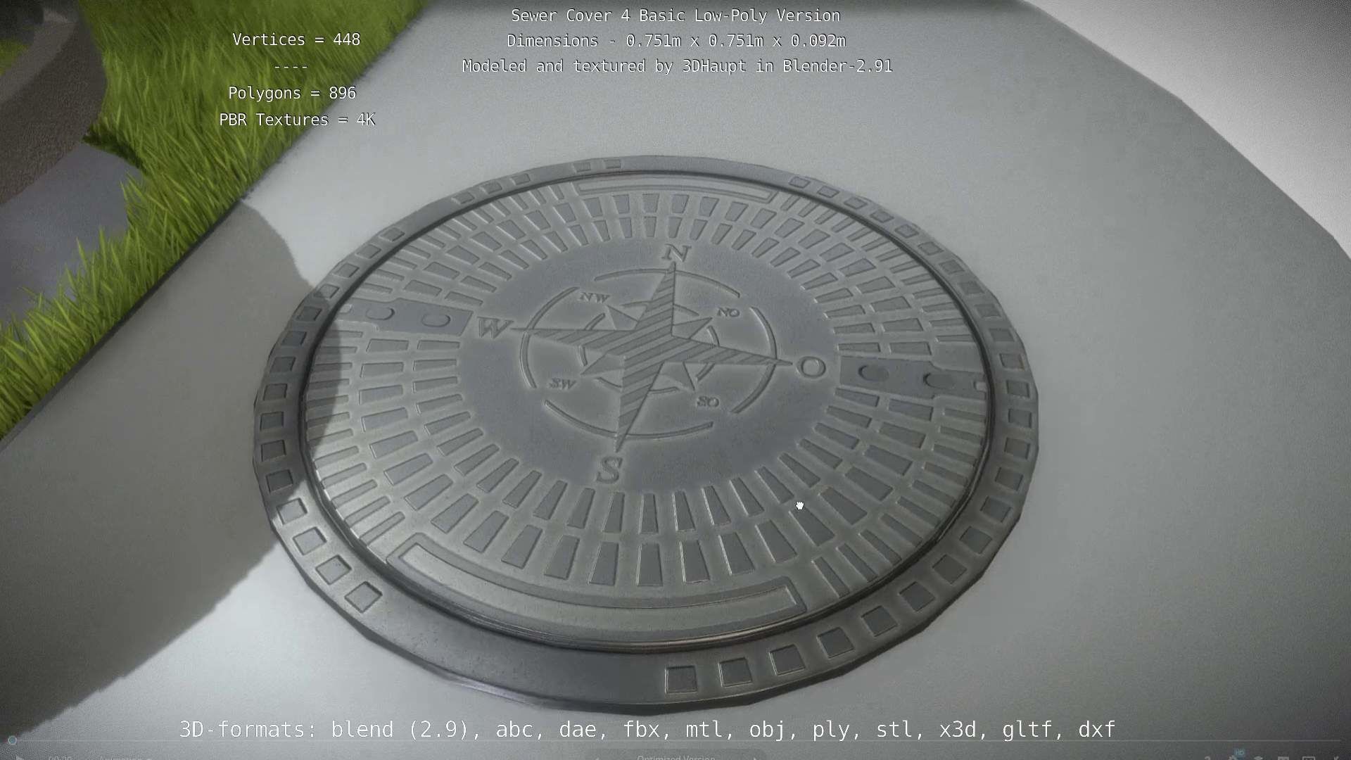 Sewer Cover 4 Basic Low-Poly Version Low-poly 3D model_7