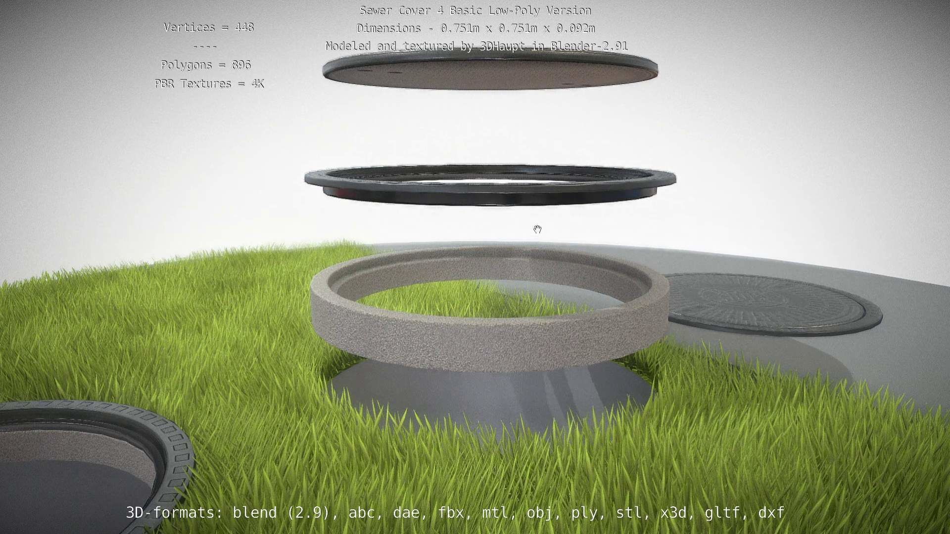 Sewer Cover 4 Basic Low-Poly Version Low-poly 3D model_74