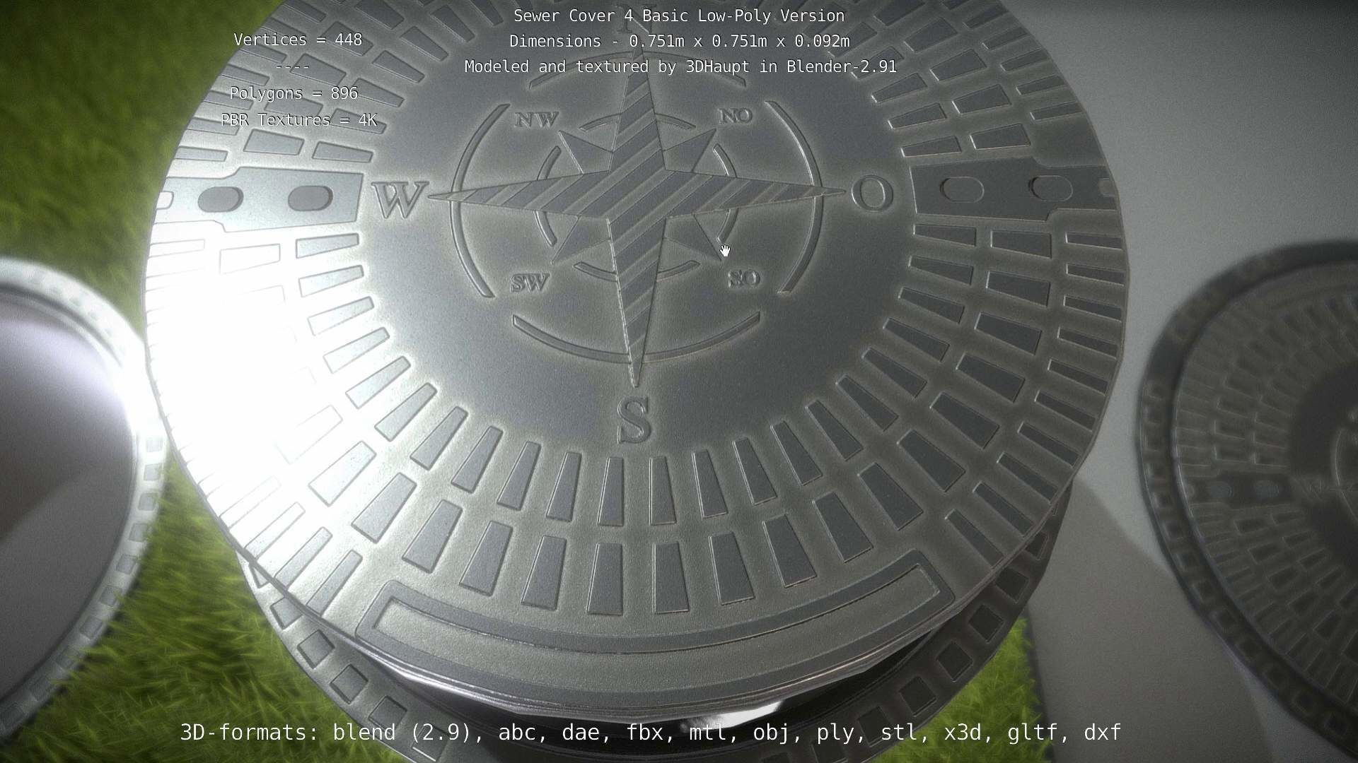 Sewer Cover 4 Basic Low-Poly Version Low-poly 3D model_84