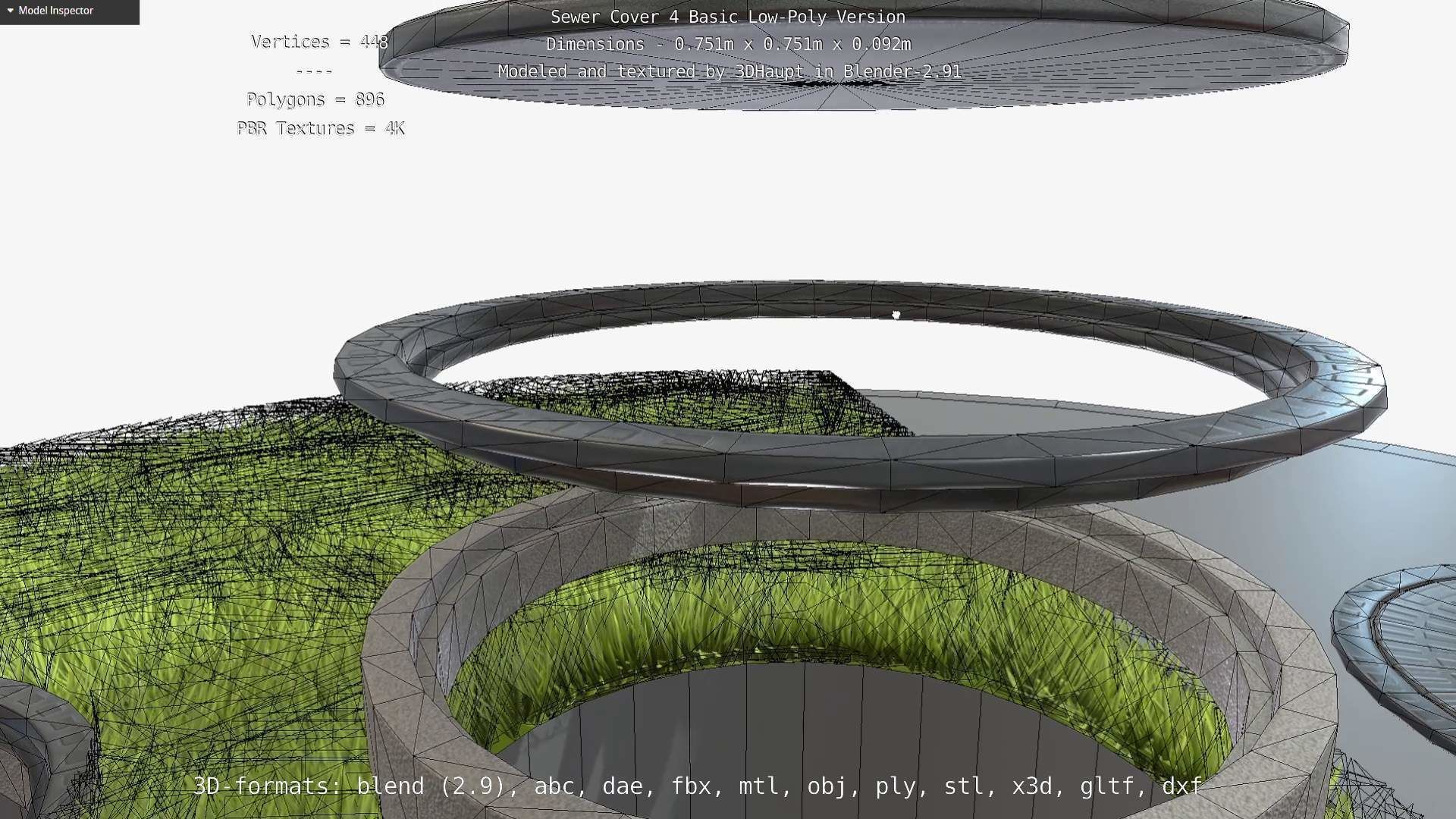 Sewer Cover 4 Basic Low-Poly Version Low-poly 3D model_62