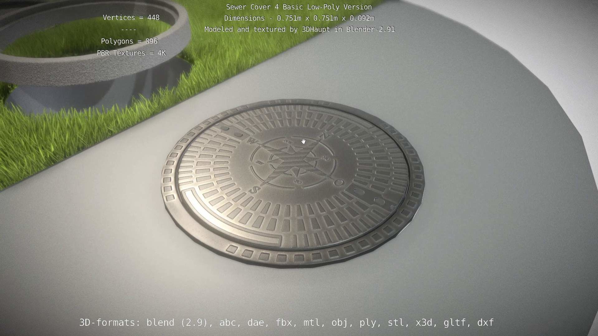 Sewer Cover 4 Basic Low-Poly Version Low-poly 3D model_71