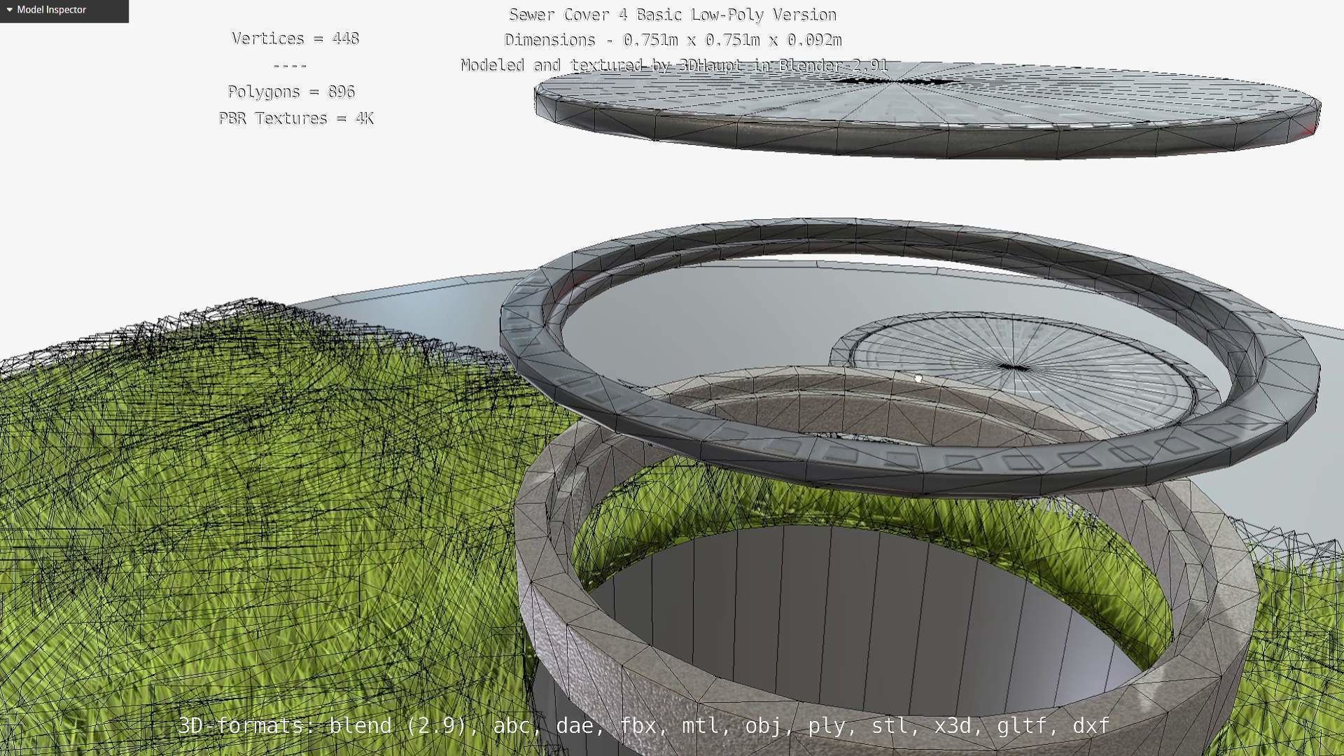 Sewer Cover 4 Basic Low-Poly Version Low-poly 3D model_66