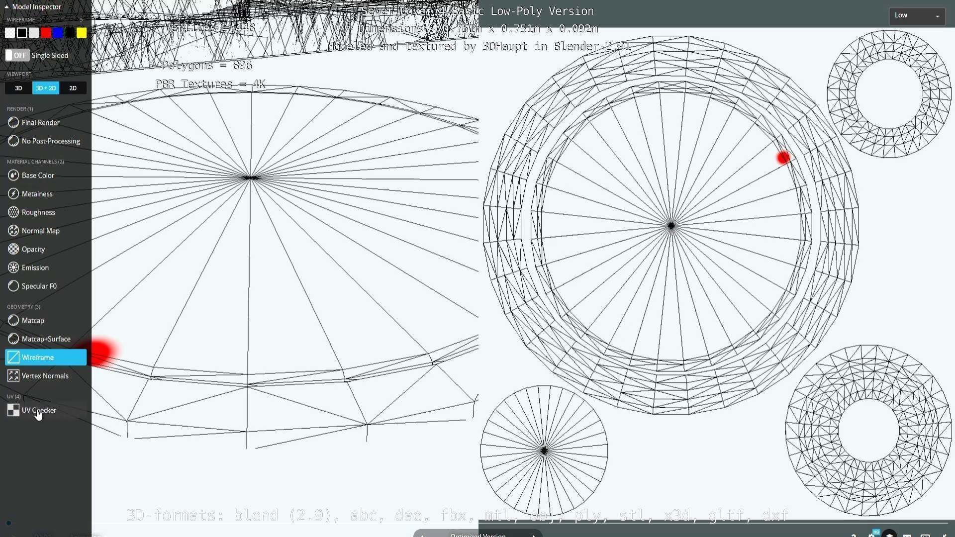 Sewer Cover 4 Basic Low-Poly Version Low-poly 3D model_18