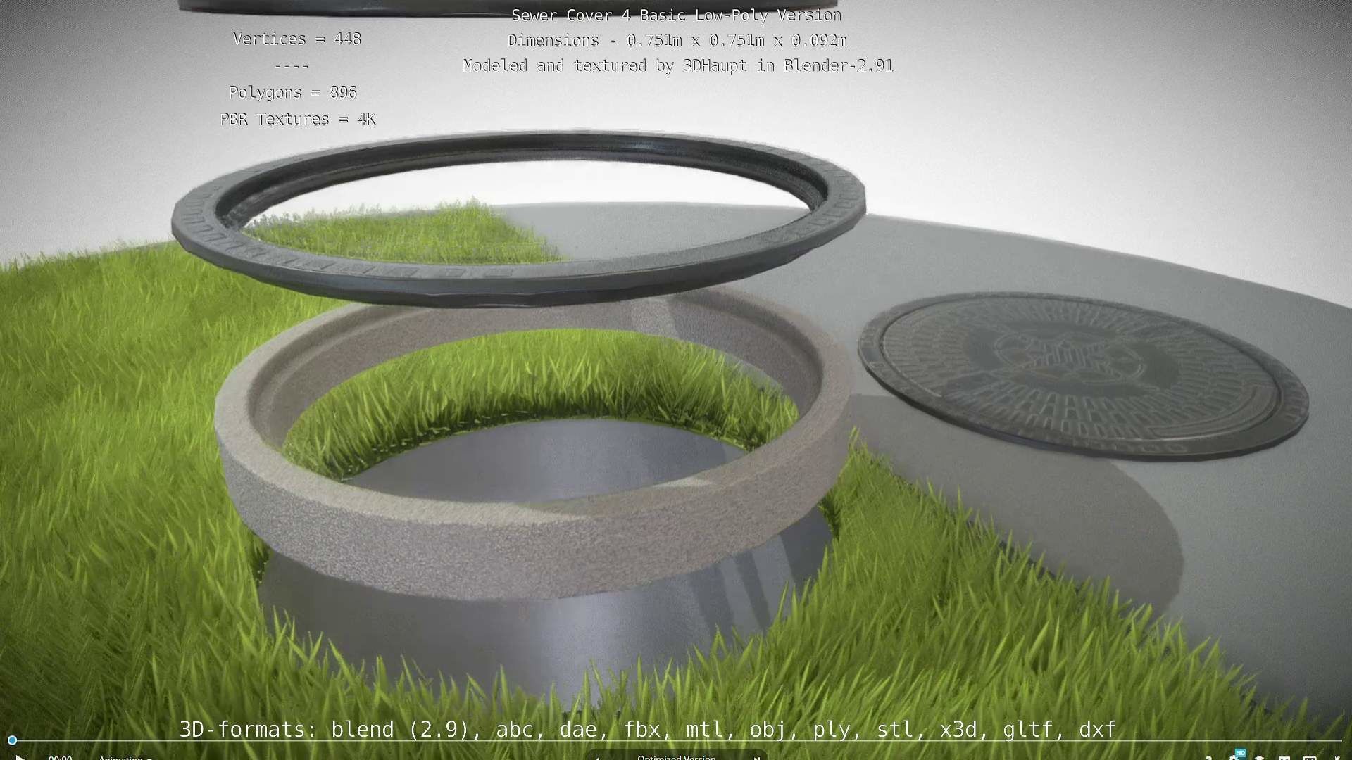 Sewer Cover 4 Basic Low-Poly Version Low-poly 3D model_123