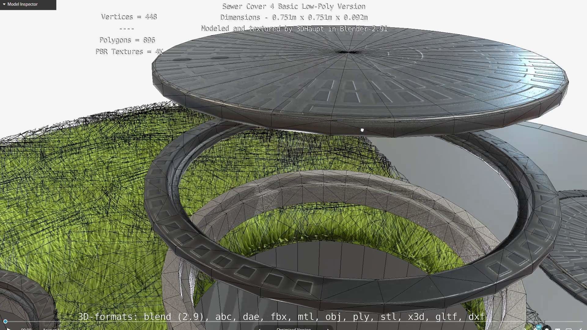 Sewer Cover 4 Basic Low-Poly Version Low-poly 3D model_85