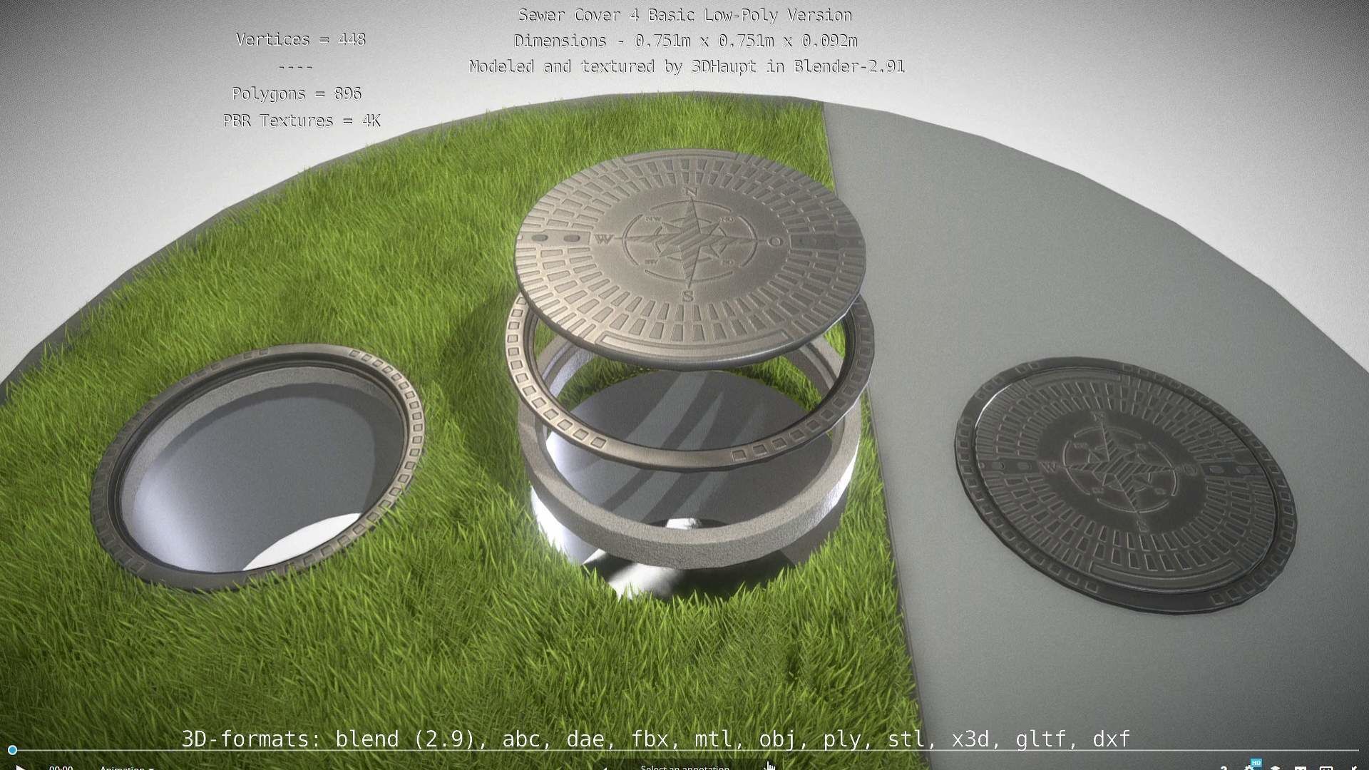 Sewer Cover 4 Basic Low-Poly Version Low-poly 3D model_118