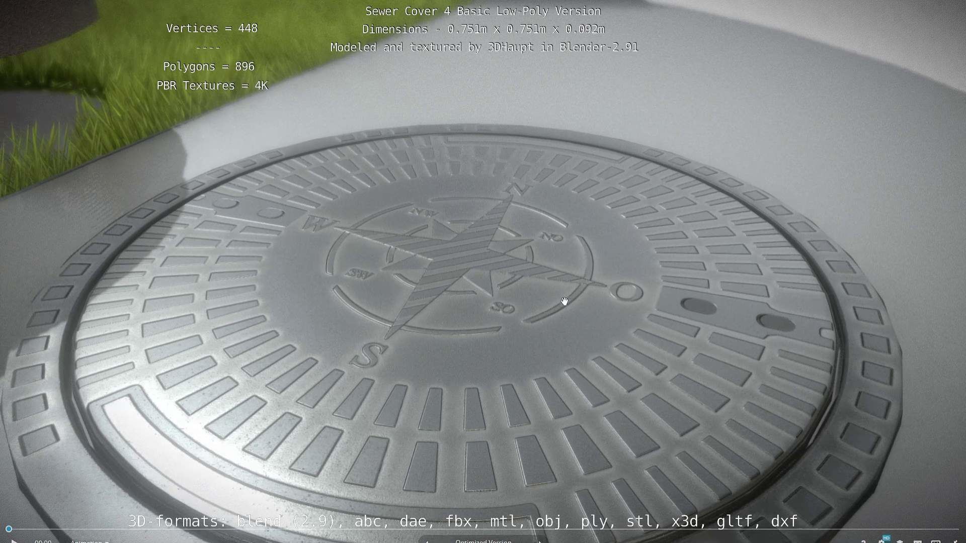 Sewer Cover 4 Basic Low-Poly Version Low-poly 3D model_31