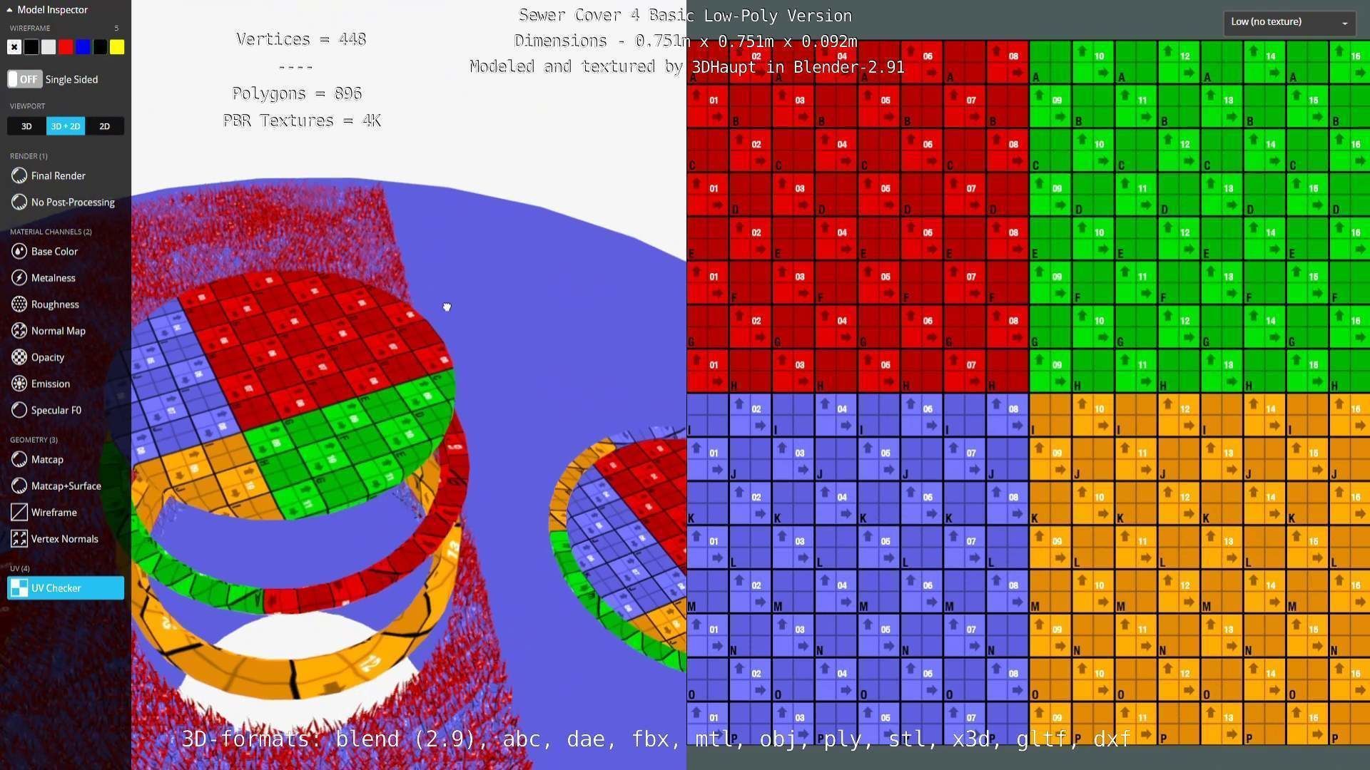 Sewer Cover 4 Basic Low-Poly Version Low-poly 3D model_19