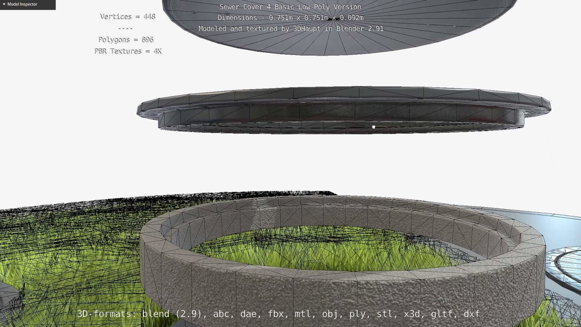 Sewer Cover 4 Basic Low-Poly Version Low-poly 3D model_89