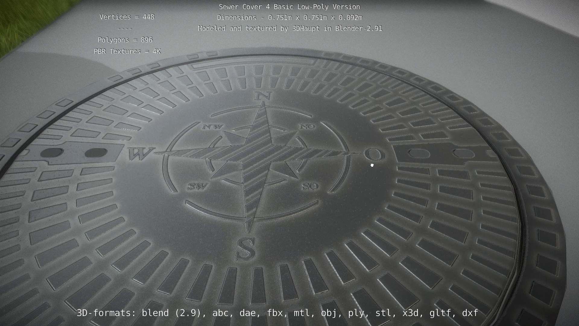 Sewer Cover 4 Basic Low-Poly Version Low-poly 3D model_102