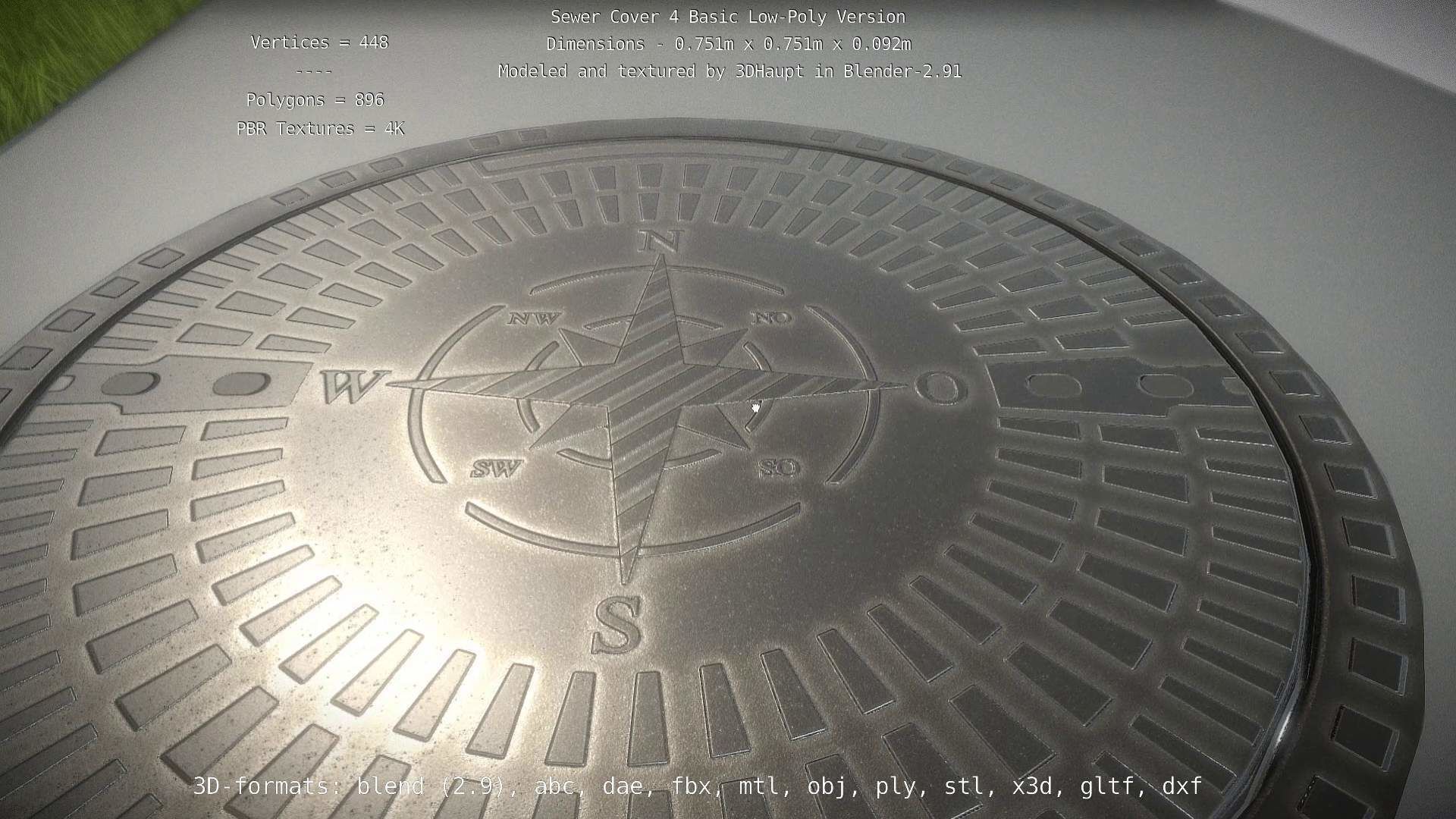 Sewer Cover 4 Basic Low-Poly Version Low-poly 3D model_63