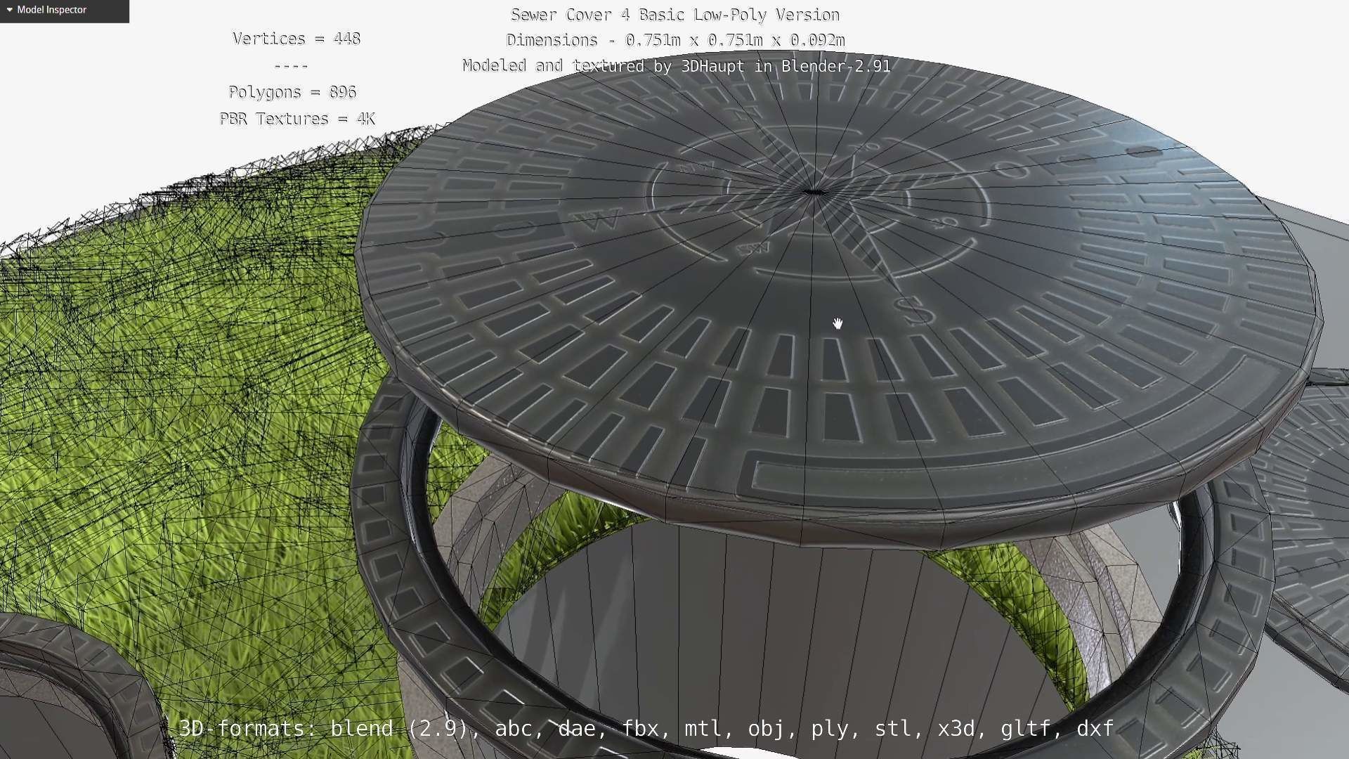 Sewer Cover 4 Basic Low-Poly Version Low-poly 3D model_60