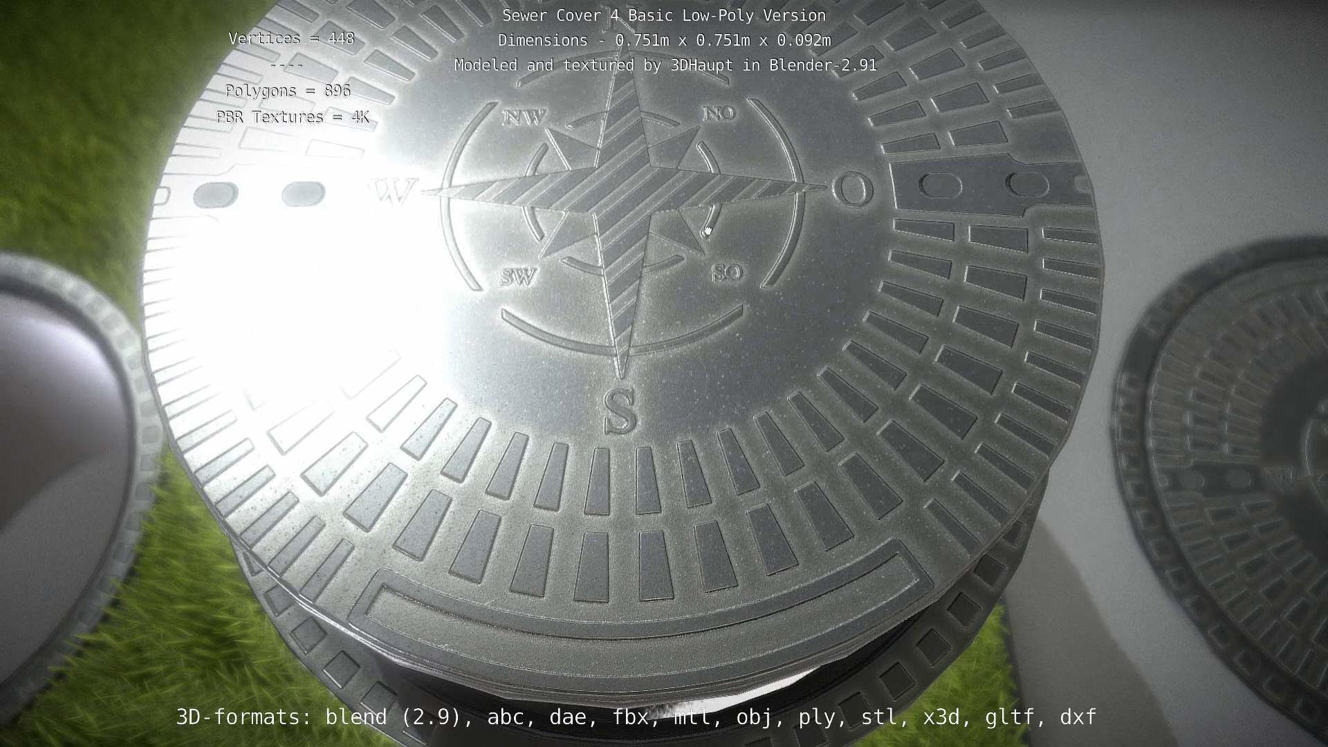 Sewer Cover 4 Basic Low-Poly Version Low-poly 3D model_107