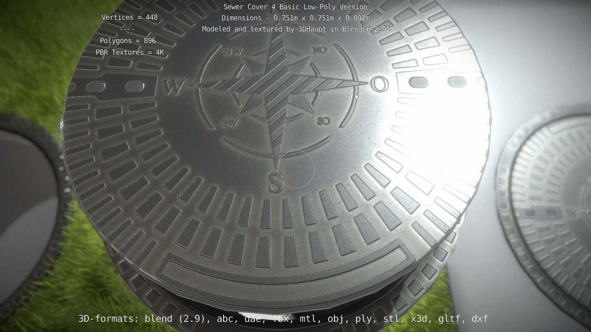 Sewer Cover 4 Basic Low-Poly Version Low-poly 3D model_81