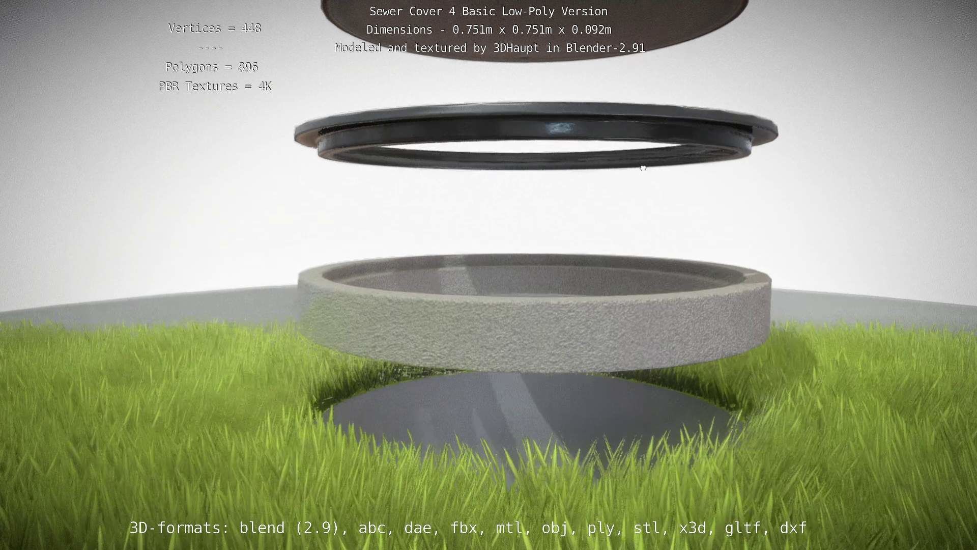 Sewer Cover 4 Basic Low-Poly Version Low-poly 3D model_111