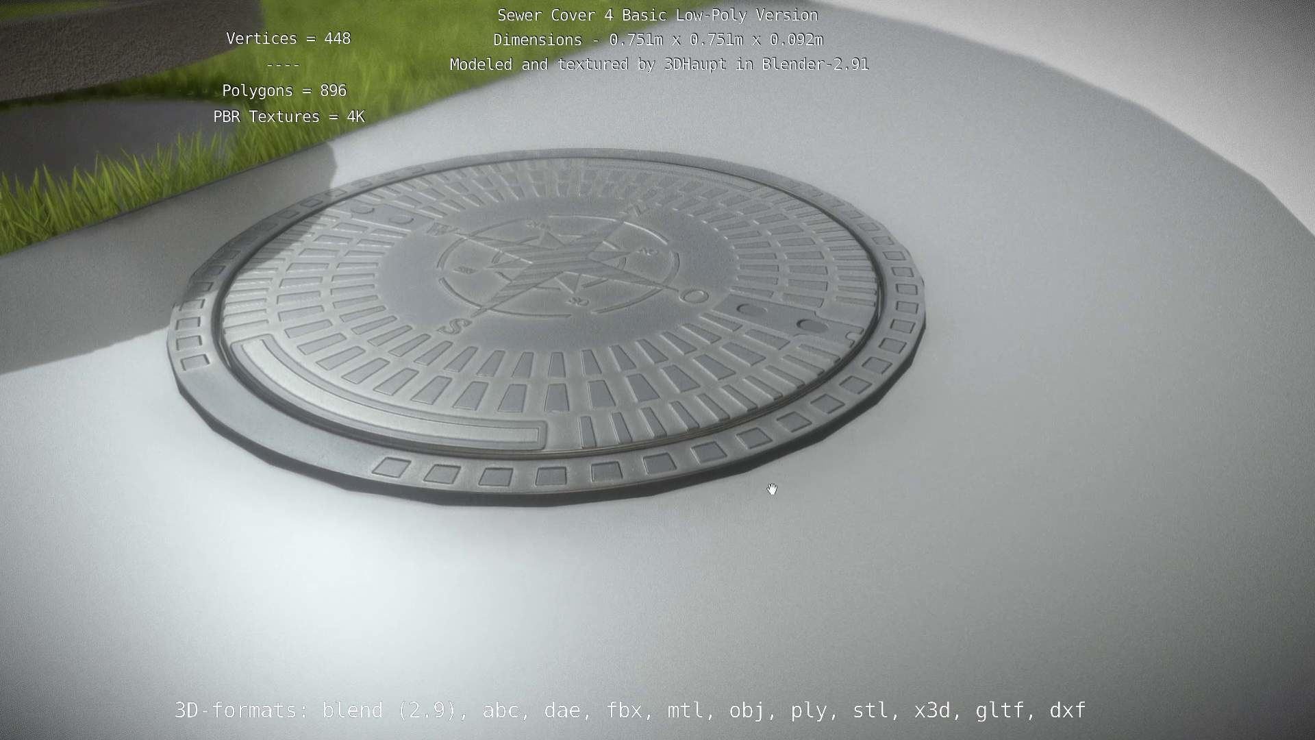 Sewer Cover 4 Basic Low-Poly Version Low-poly 3D model_30