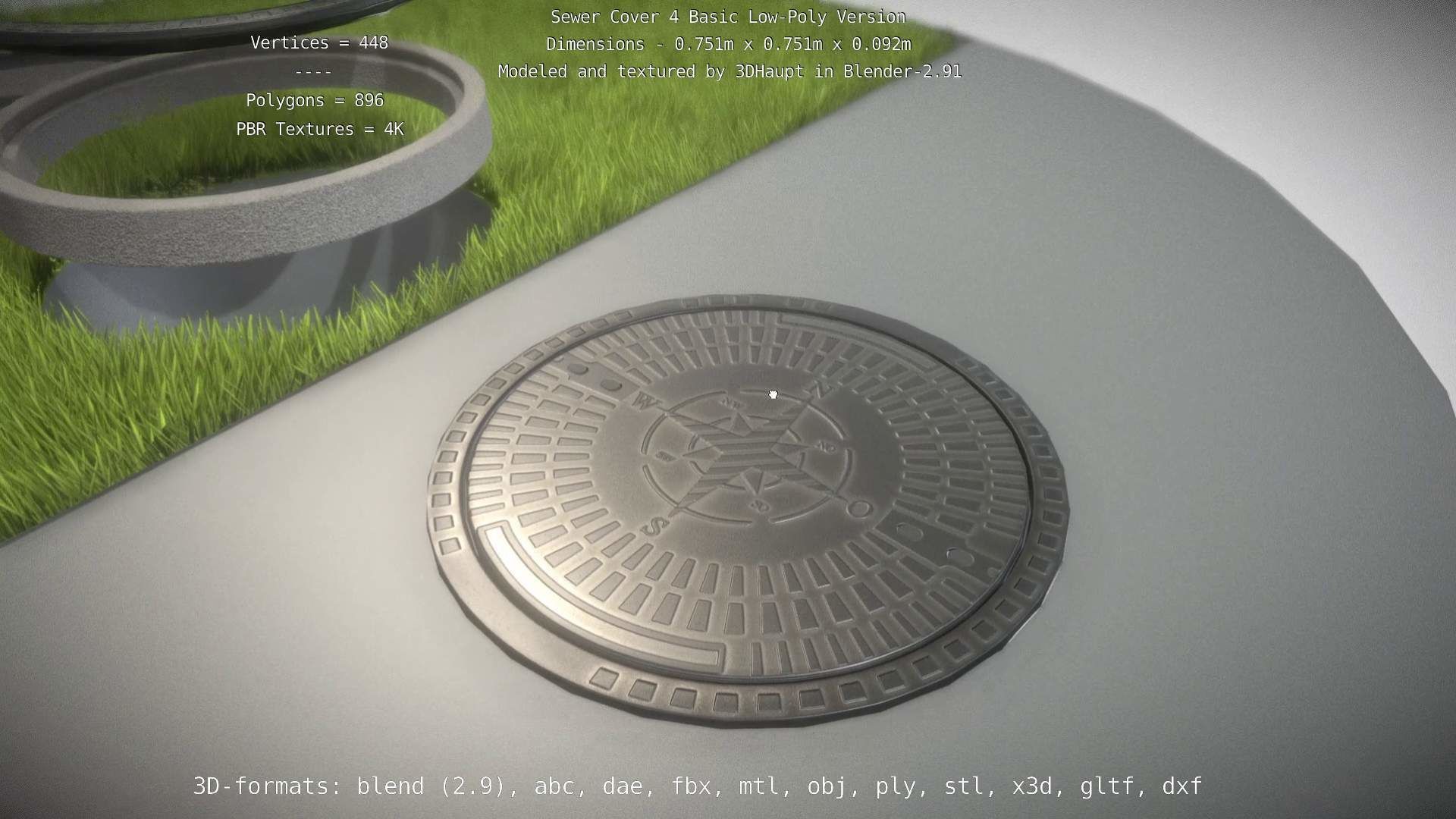 Sewer Cover 4 Basic Low-Poly Version Low-poly 3D model_116