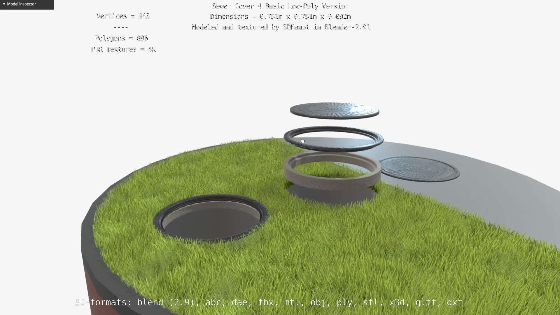 Sewer Cover 4 Basic Low-Poly Version Low-poly 3D model_75