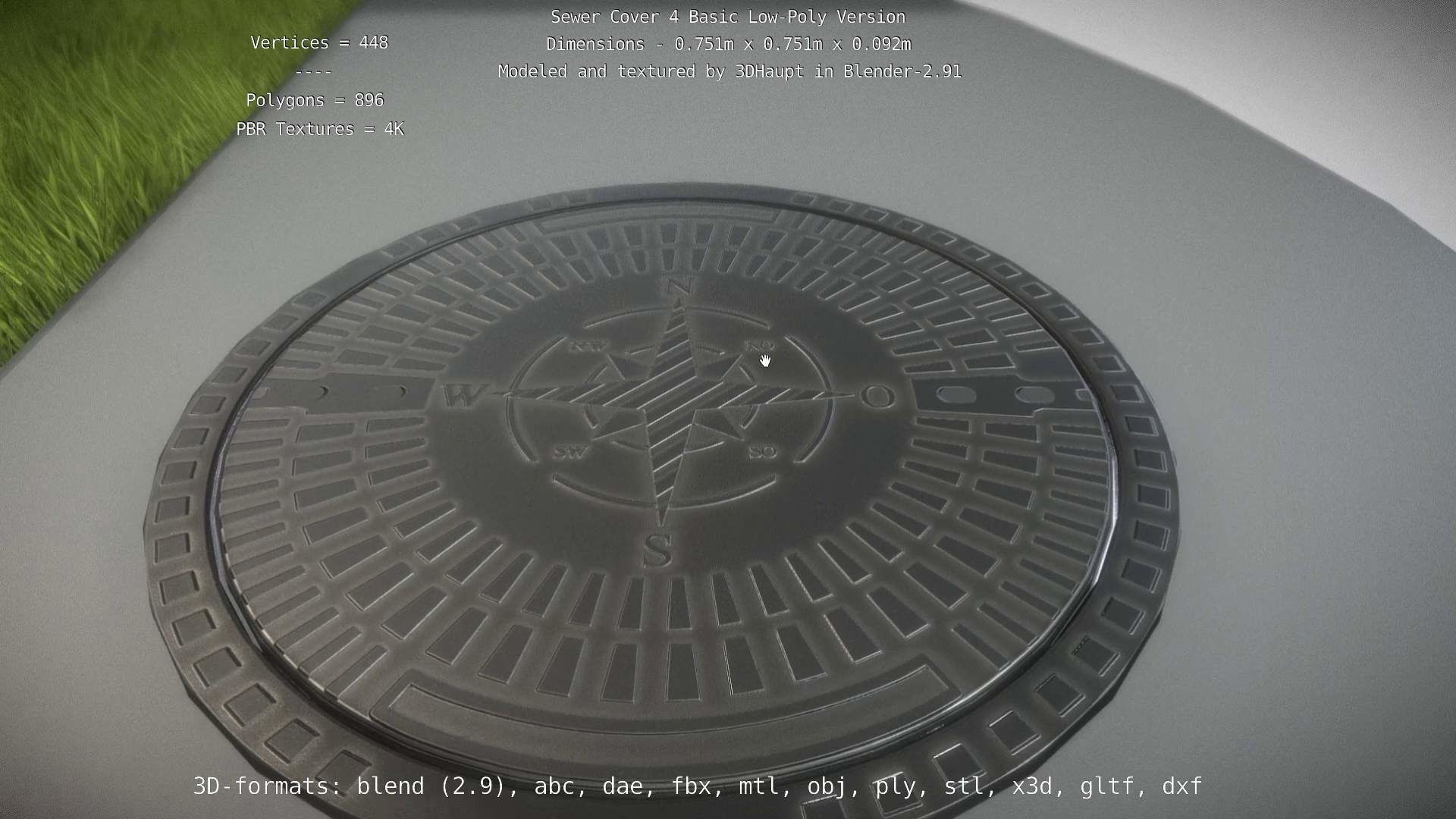 Sewer Cover 4 Basic Low-Poly Version Low-poly 3D model_124