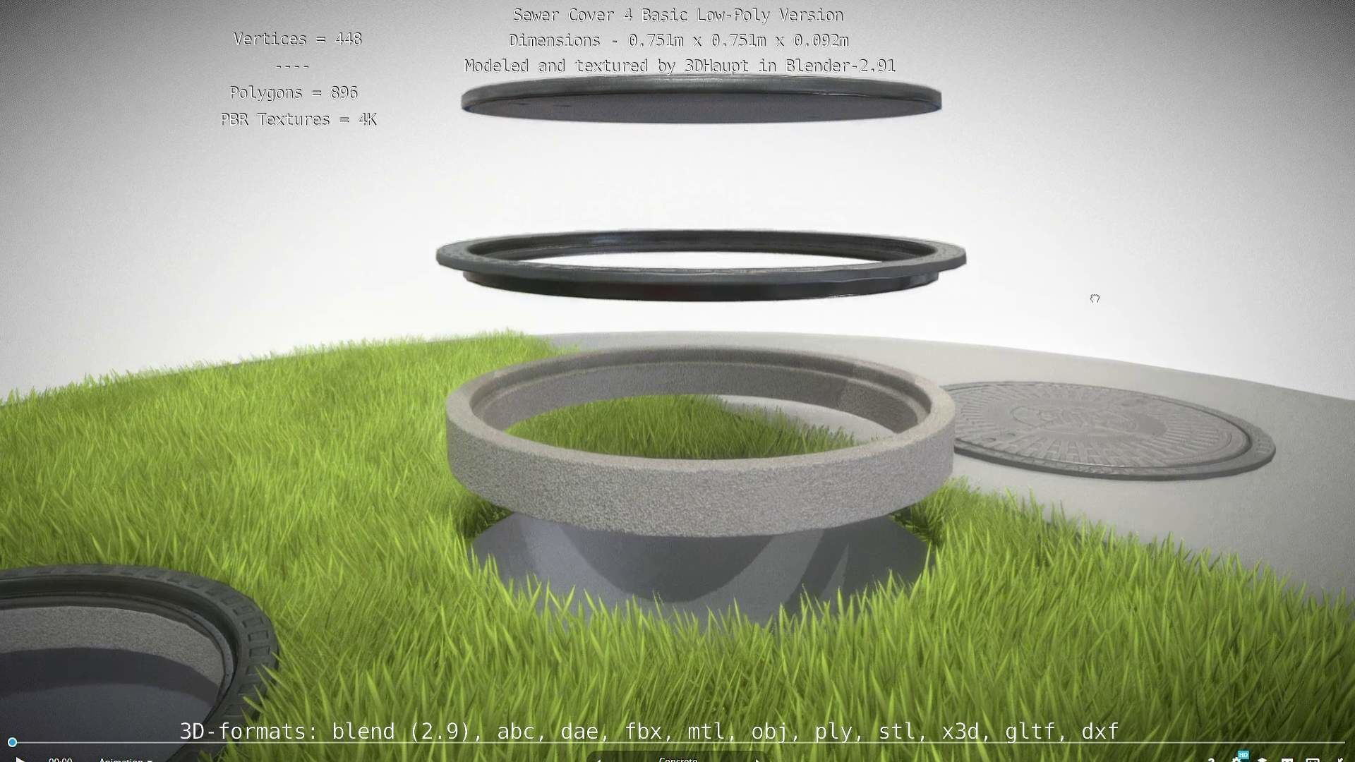 Sewer Cover 4 Basic Low-Poly Version Low-poly 3D model_96