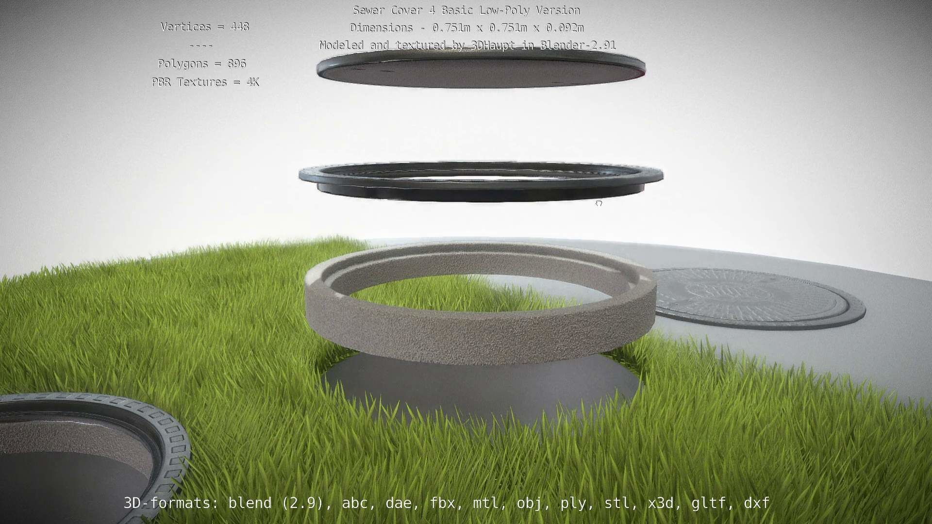 Sewer Cover 4 Basic Low-Poly Version Low-poly 3D model_26