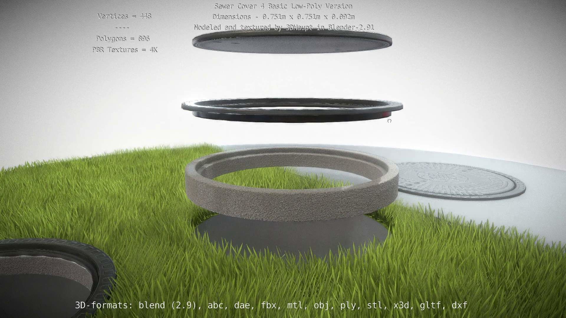 Sewer Cover 4 Basic Low-Poly Version Low-poly 3D model_27