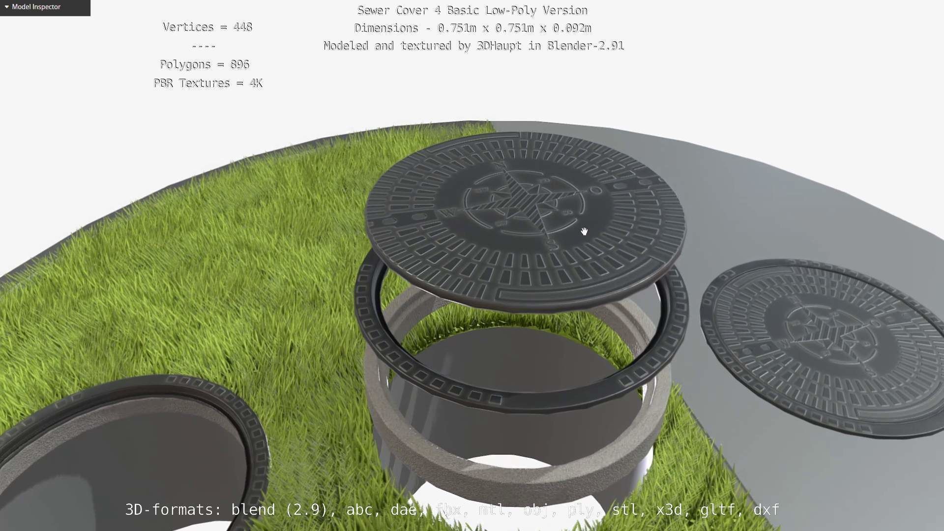 Sewer Cover 4 Basic Low-Poly Version Low-poly 3D model_104